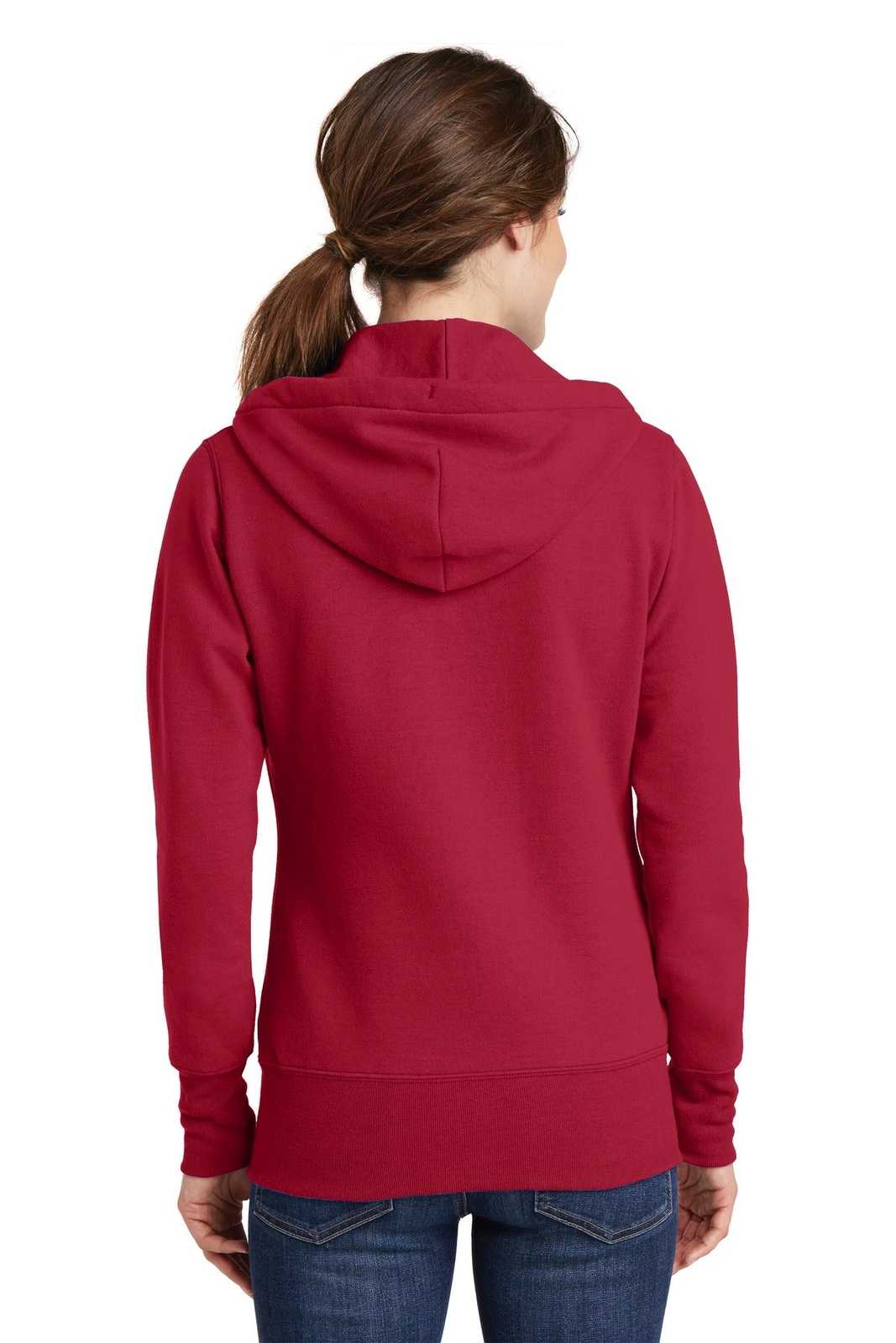 Port &amp; Company LPC78ZH Ladies Core Fleece Full-Zip Hooded Sweatshirt - Red - HIT a Double - 2