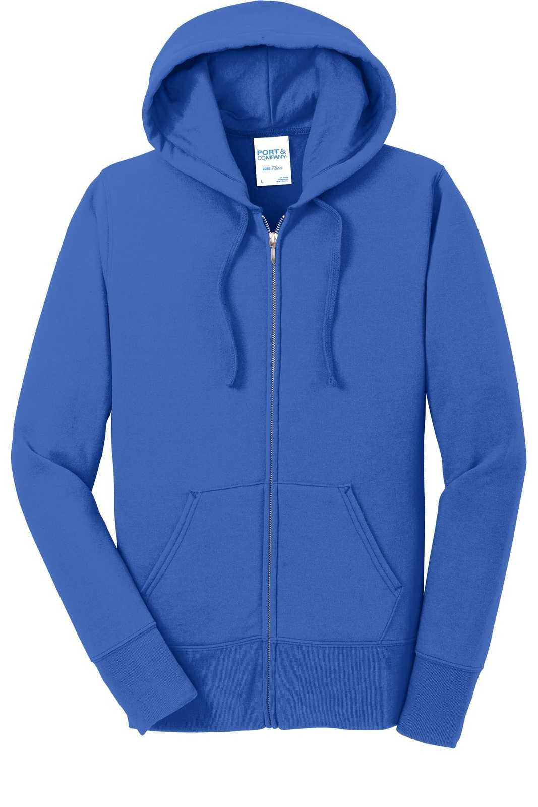 Port &amp; Company LPC78ZH Ladies Core Fleece Full-Zip Hooded Sweatshirt - Royal - HIT a Double - 5