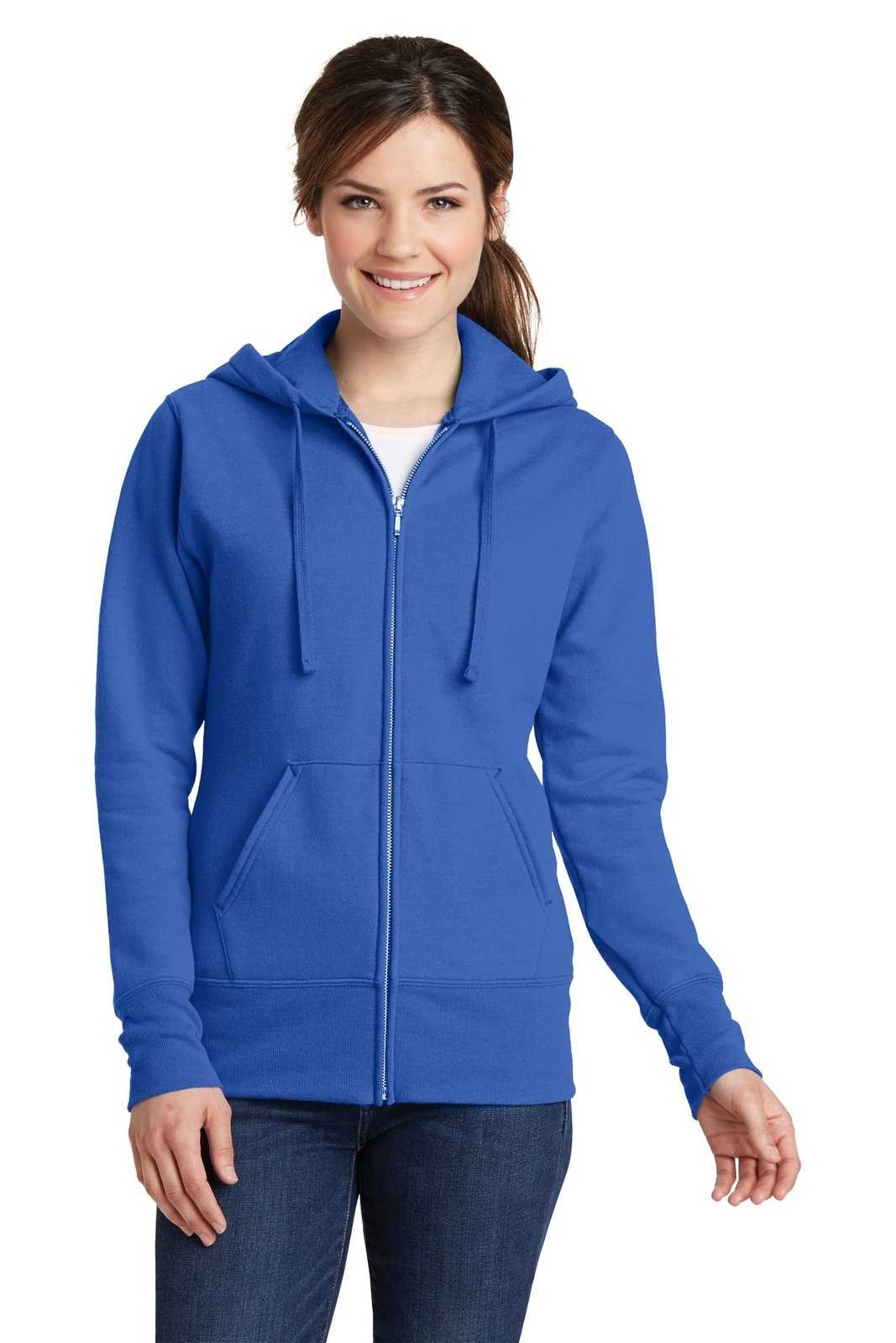 Port &amp; Company LPC78ZH Ladies Core Fleece Full-Zip Hooded Sweatshirt - Royal - HIT a Double - 1