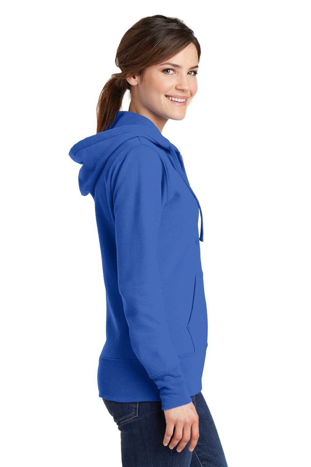 Port &amp; Company LPC78ZH Ladies Core Fleece Full-Zip Hooded Sweatshirt - Royal - HIT a Double - 3