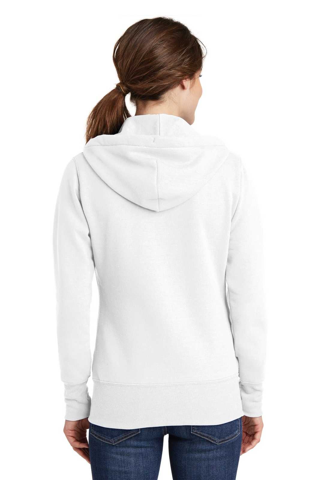 Port &amp; Company LPC78ZH Ladies Core Fleece Full-Zip Hooded Sweatshirt - White - HIT a Double - 2