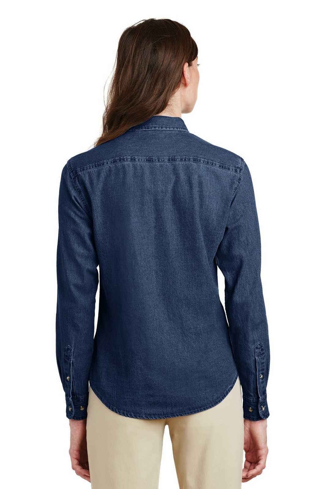 Port &amp; Company LSP10 Ladies Long Sleeve Value Denim Shirt - Ink Blue - HIT a Double - 2