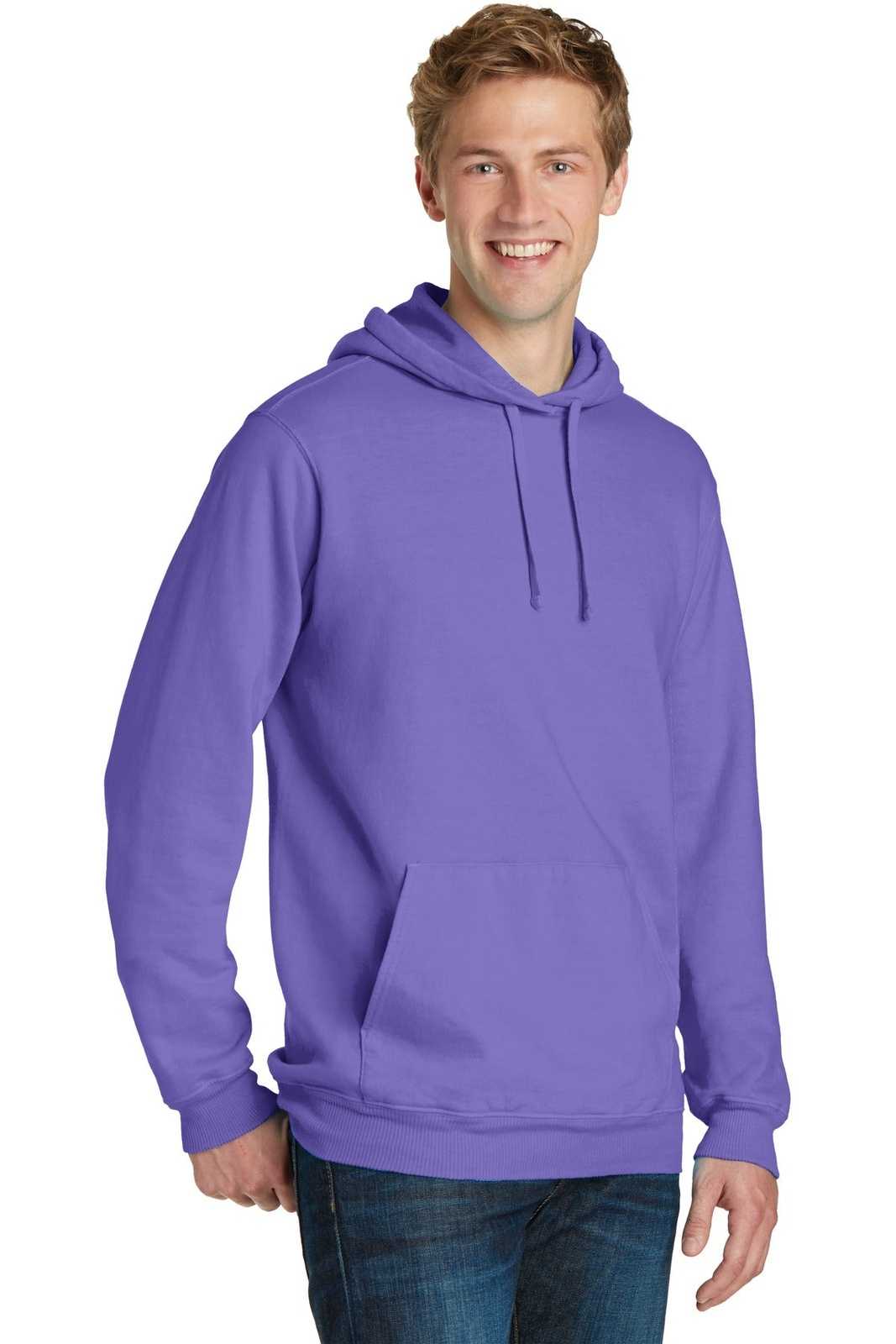 Port &amp; Company PC098H Beach Wash Garment-Dyed Pullover Hooded Sweatshirt - Amethyst - HIT a Double - 4