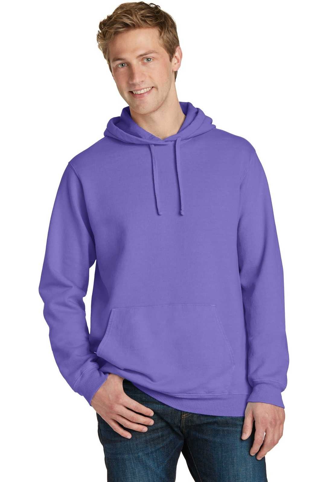 Port &amp; Company PC098H Beach Wash Garment-Dyed Pullover Hooded Sweatshirt - Amethyst - HIT a Double - 1