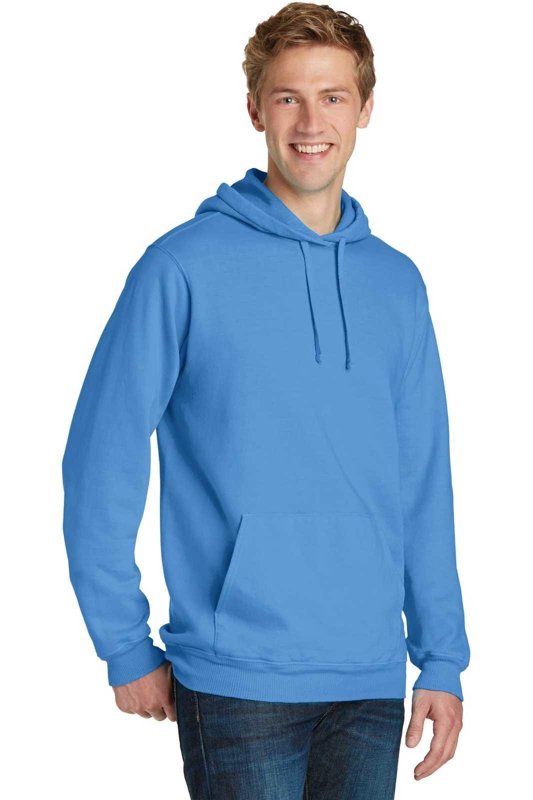 Port &amp; Company PC098H Beach Wash Garment-Dyed Pullover Hooded Sweatshirt - Blue Moon - HIT a Double - 4