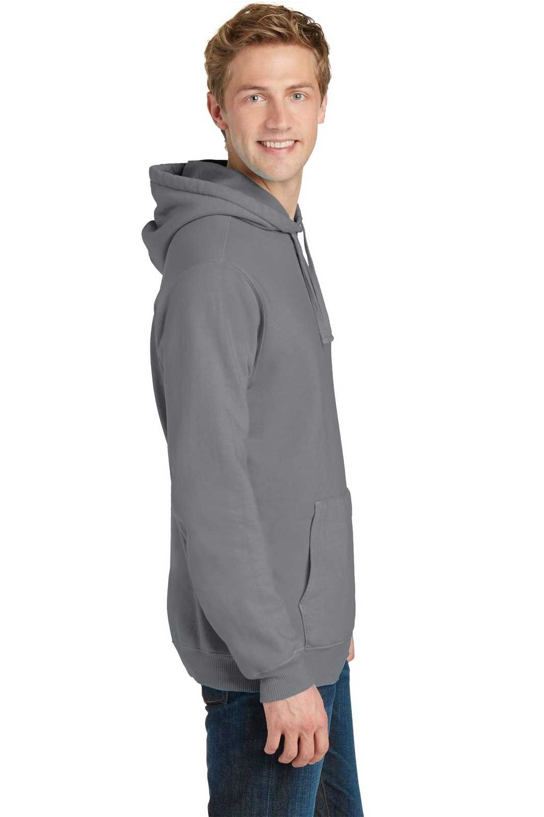 Port &amp; Company PC098H Beach Wash Garment-Dyed Pullover Hooded Sweatshirt - Coal - HIT a Double - 3