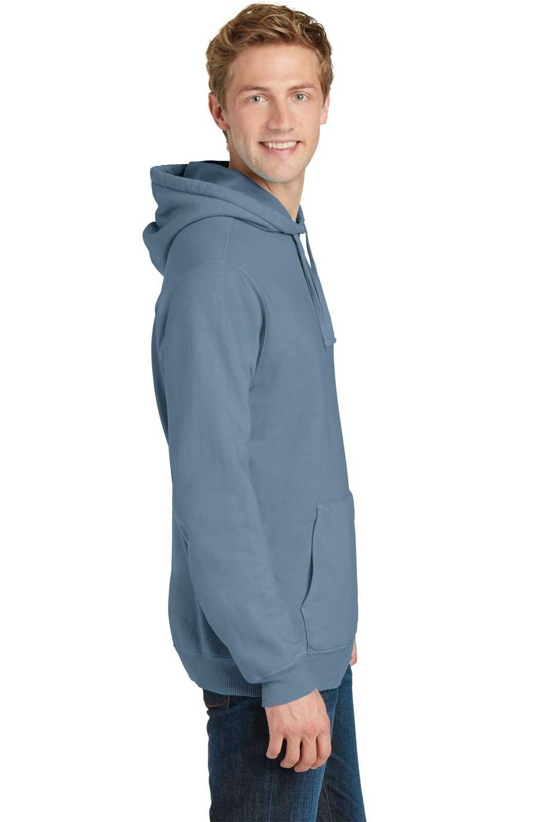 Port &amp; Company PC098H Beach Wash Garment-Dyed Pullover Hooded Sweatshirt - Denim Blue - HIT a Double - 3