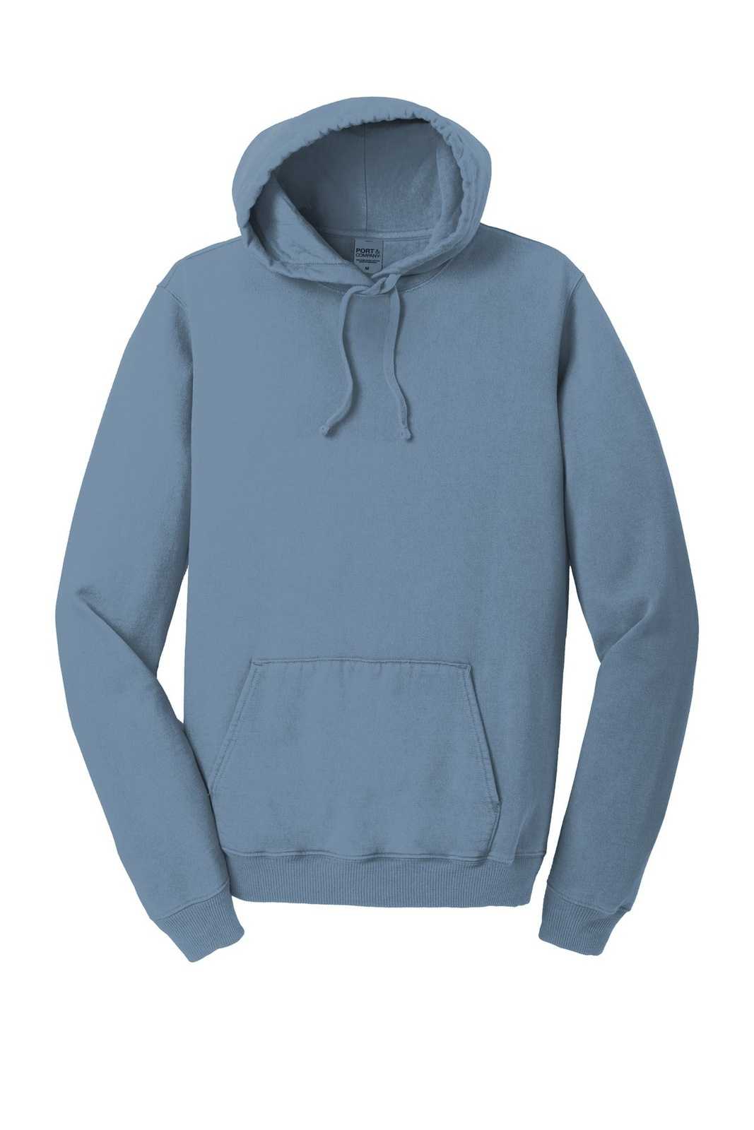 Port &amp; Company PC098H Beach Wash Garment-Dyed Pullover Hooded Sweatshirt - Denim Blue - HIT a Double - 5