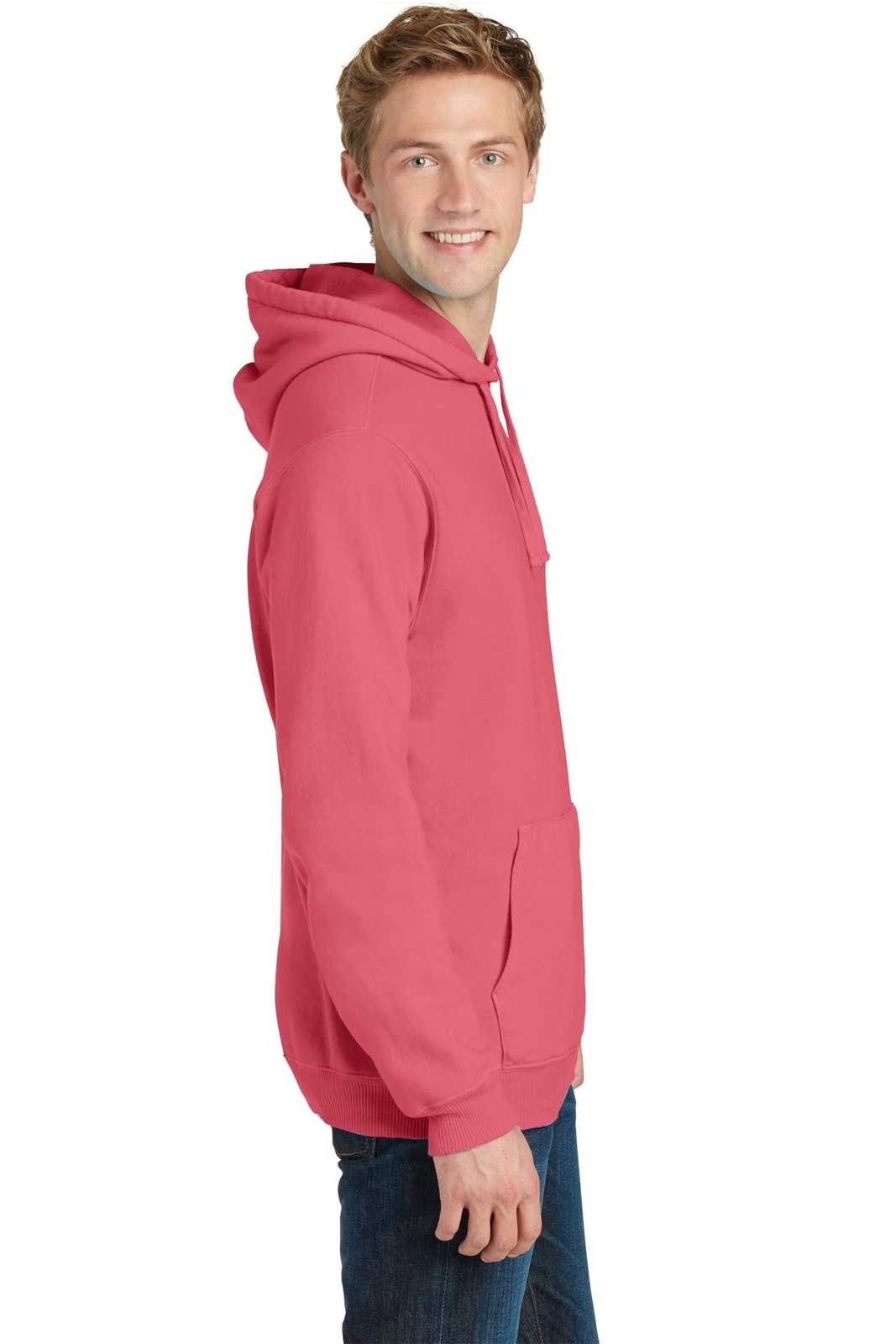 Port &amp; Company PC098H Beach Wash Garment-Dyed Pullover Hooded Sweatshirt - Fruit Punch - HIT a Double - 3