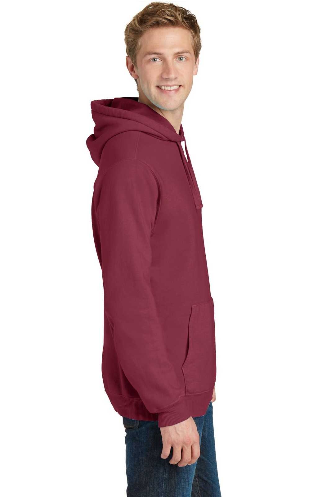 Port &amp; Company PC098H Beach Wash Garment-Dyed Pullover Hooded Sweatshirt - Merlot - HIT a Double - 3