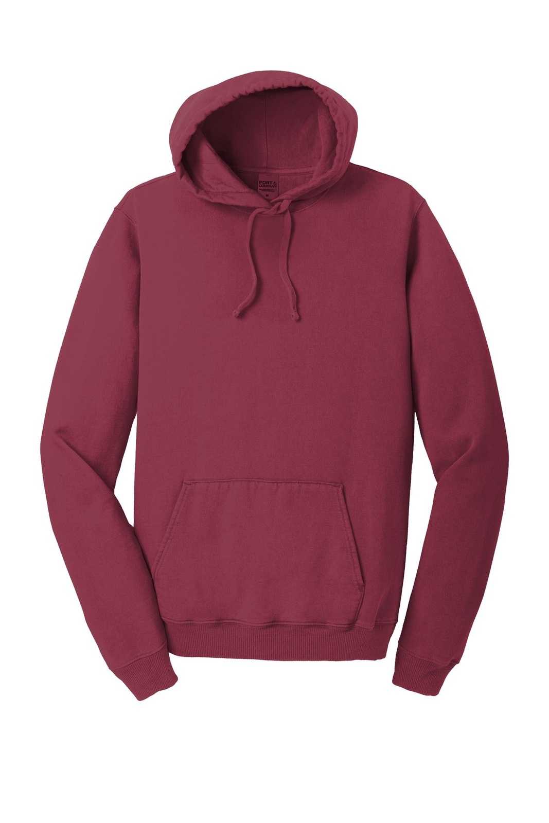Port &amp; Company PC098H Beach Wash Garment-Dyed Pullover Hooded Sweatshirt - Merlot - HIT a Double - 5