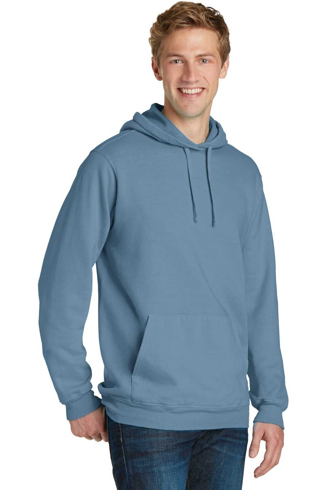 Port &amp; Company PC098H Beach Wash Garment-Dyed Pullover Hooded Sweatshirt - Mist - HIT a Double - 4