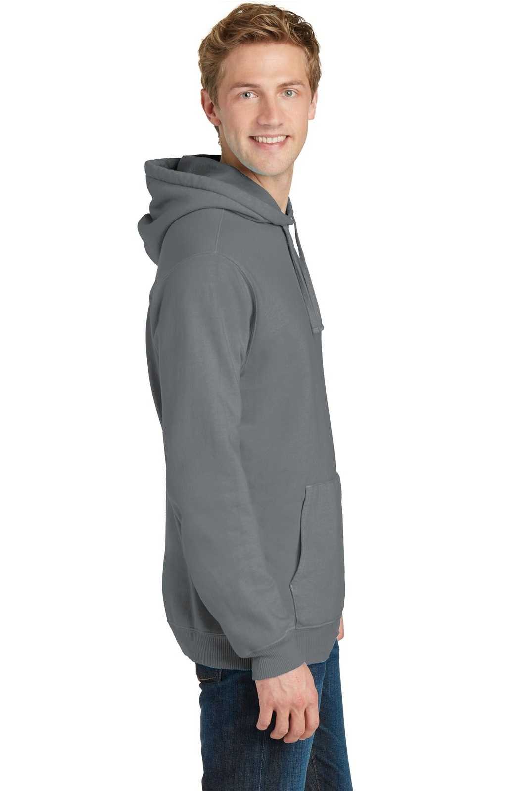 Port &amp; Company PC098H Beach Wash Garment-Dyed Pullover Hooded Sweatshirt - Pewter - HIT a Double - 3