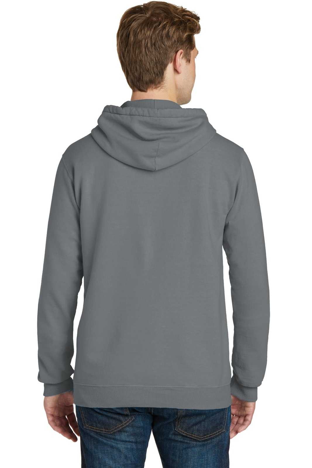 Port &amp; Company PC098H Beach Wash Garment-Dyed Pullover Hooded Sweatshirt - Pewter - HIT a Double - 2