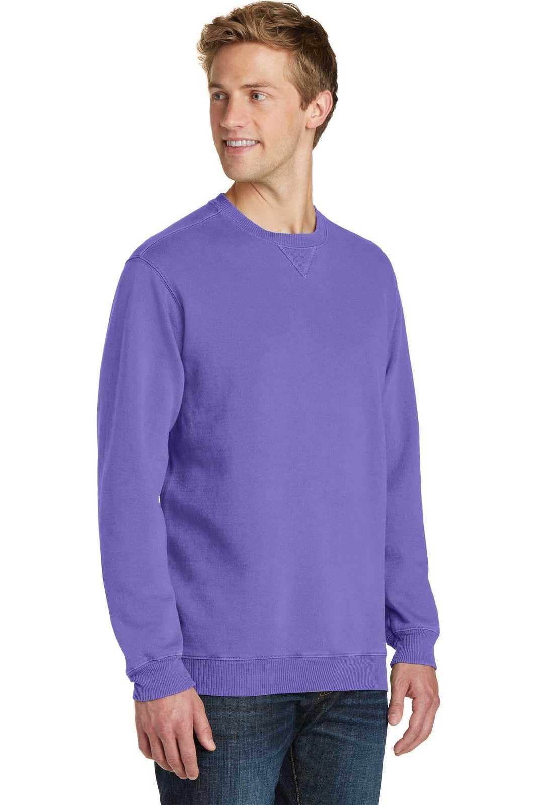 Port &amp; Company PC098 Beach Wash Garment-Dyed Sweatshirt - Amethyst - HIT a Double - 4
