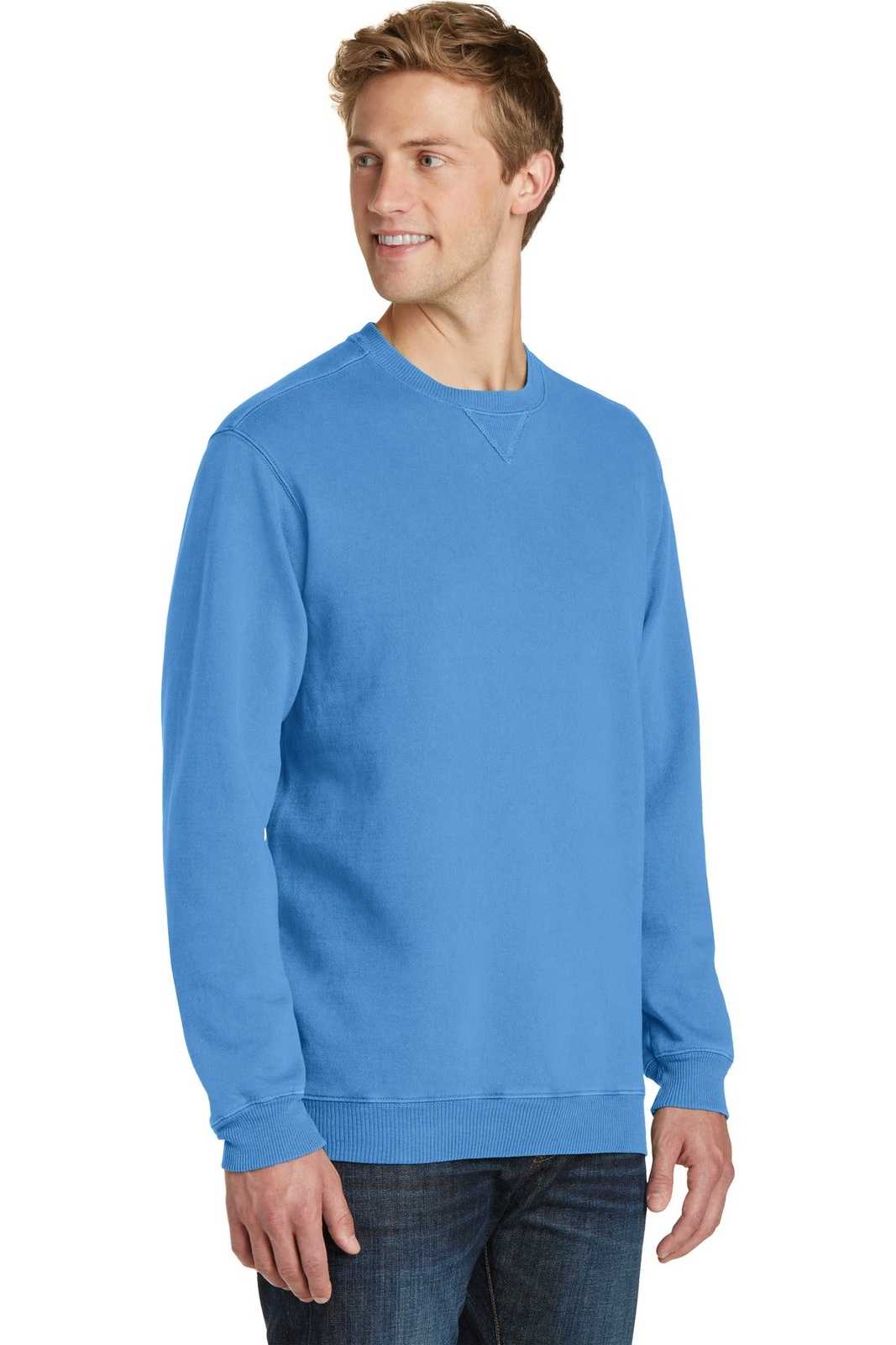 Port &amp; Company PC098 Beach Wash Garment-Dyed Sweatshirt - Blue Moon - HIT a Double - 4
