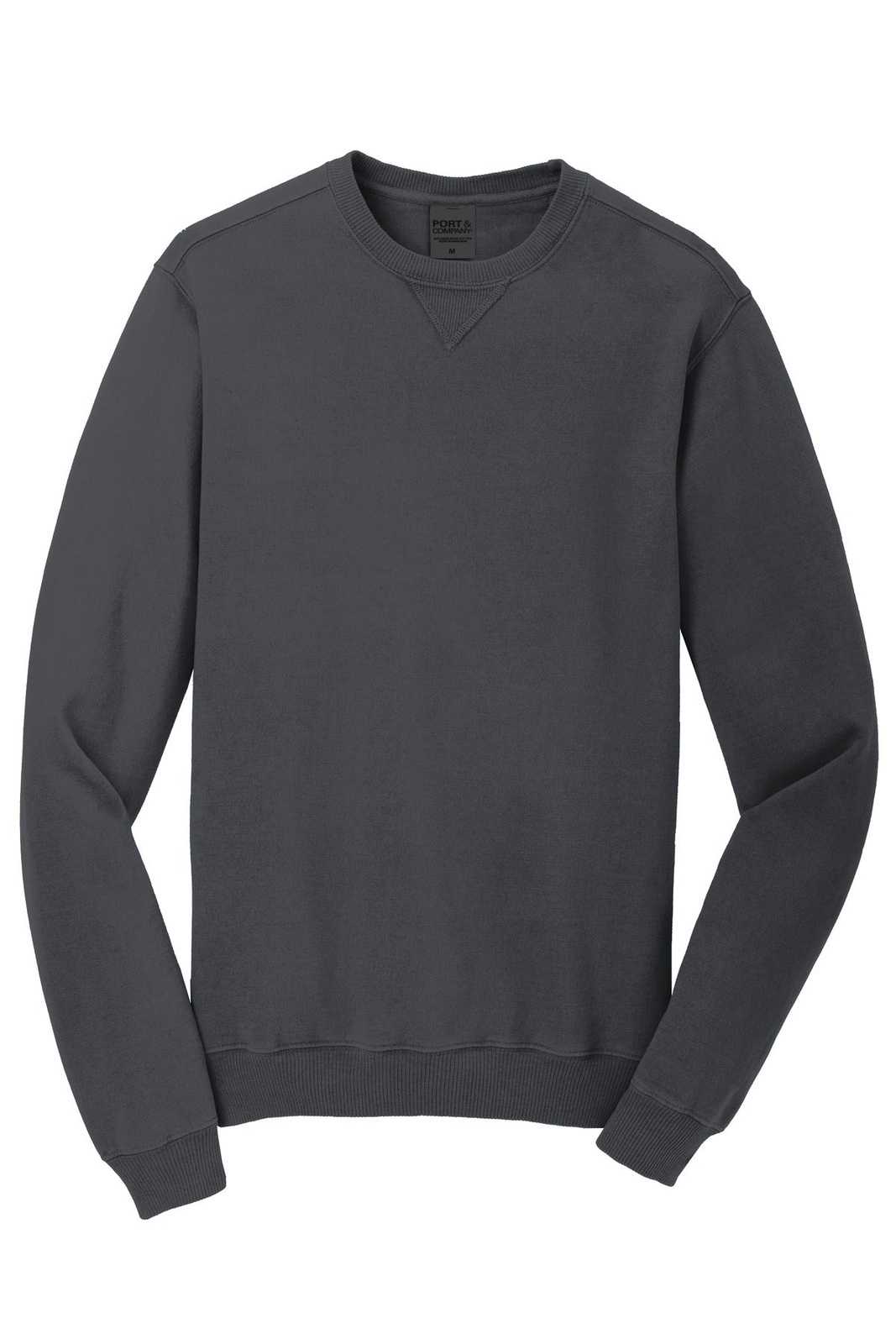 Port &amp; Company PC098 Beach Wash Garment-Dyed Sweatshirt - Coal - HIT a Double - 5