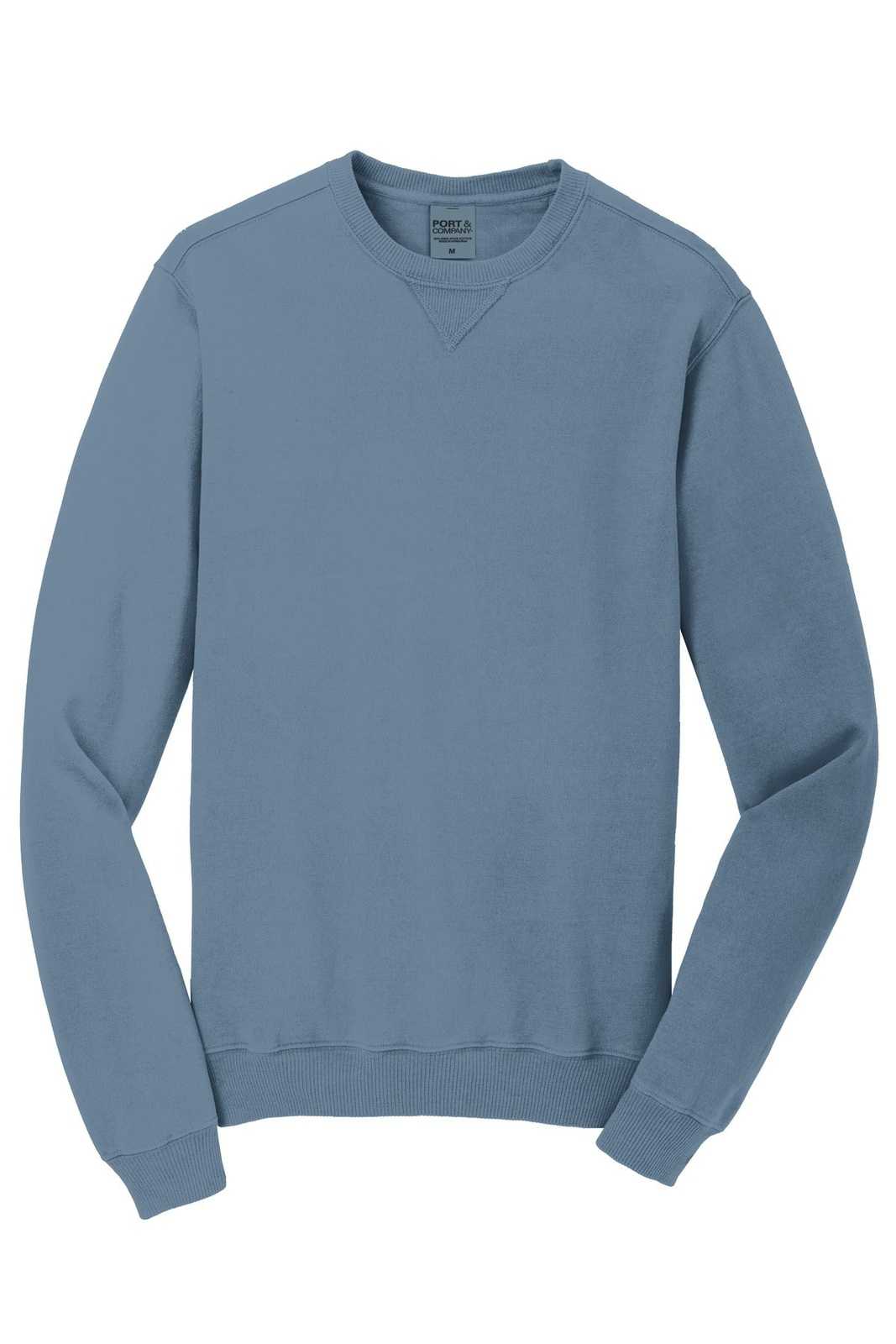 Port &amp; Company PC098 Beach Wash Garment-Dyed Sweatshirt - Denim Blue - HIT a Double - 5
