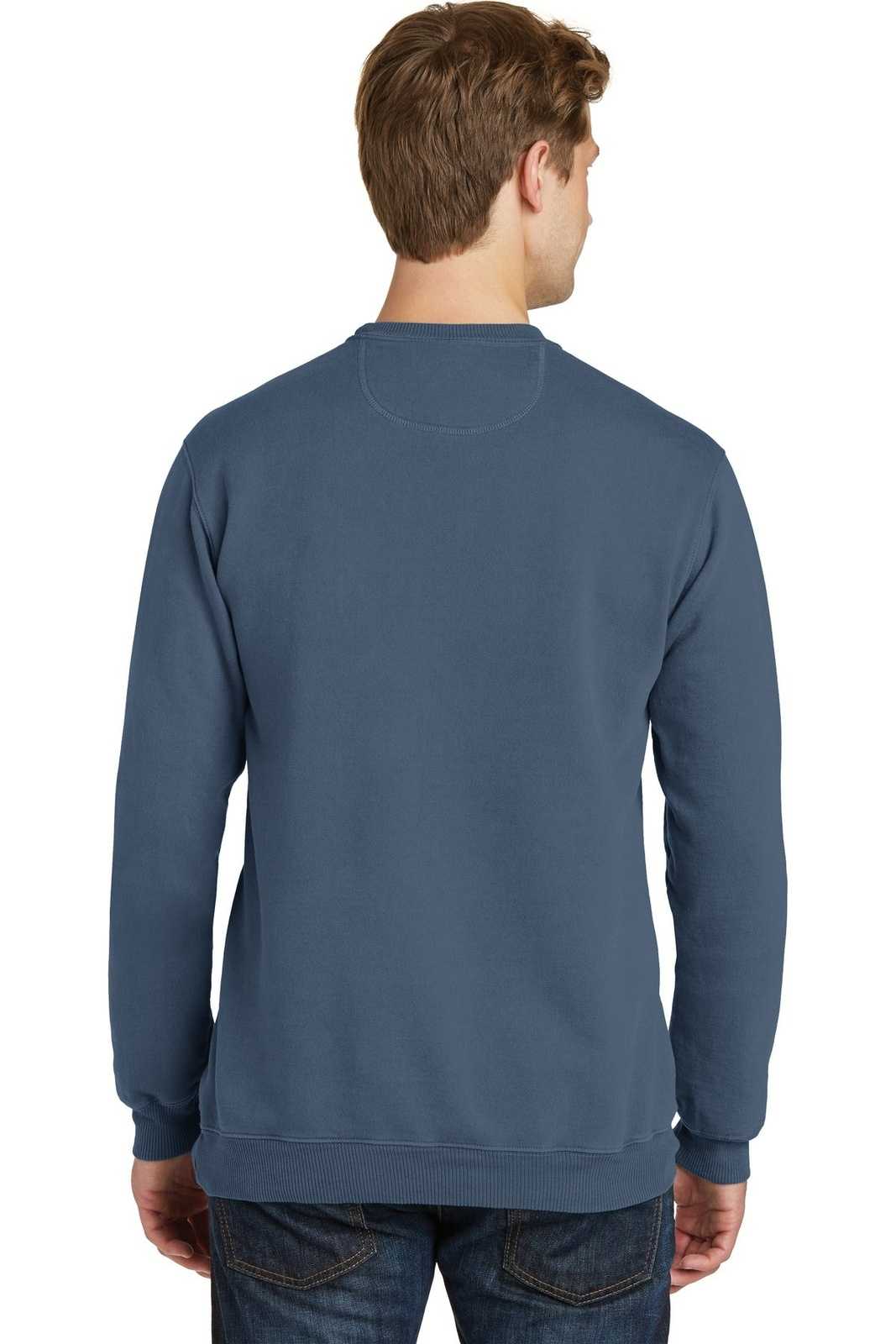 Port &amp; Company PC098 Beach Wash Garment-Dyed Sweatshirt - Denim Blue - HIT a Double - 2