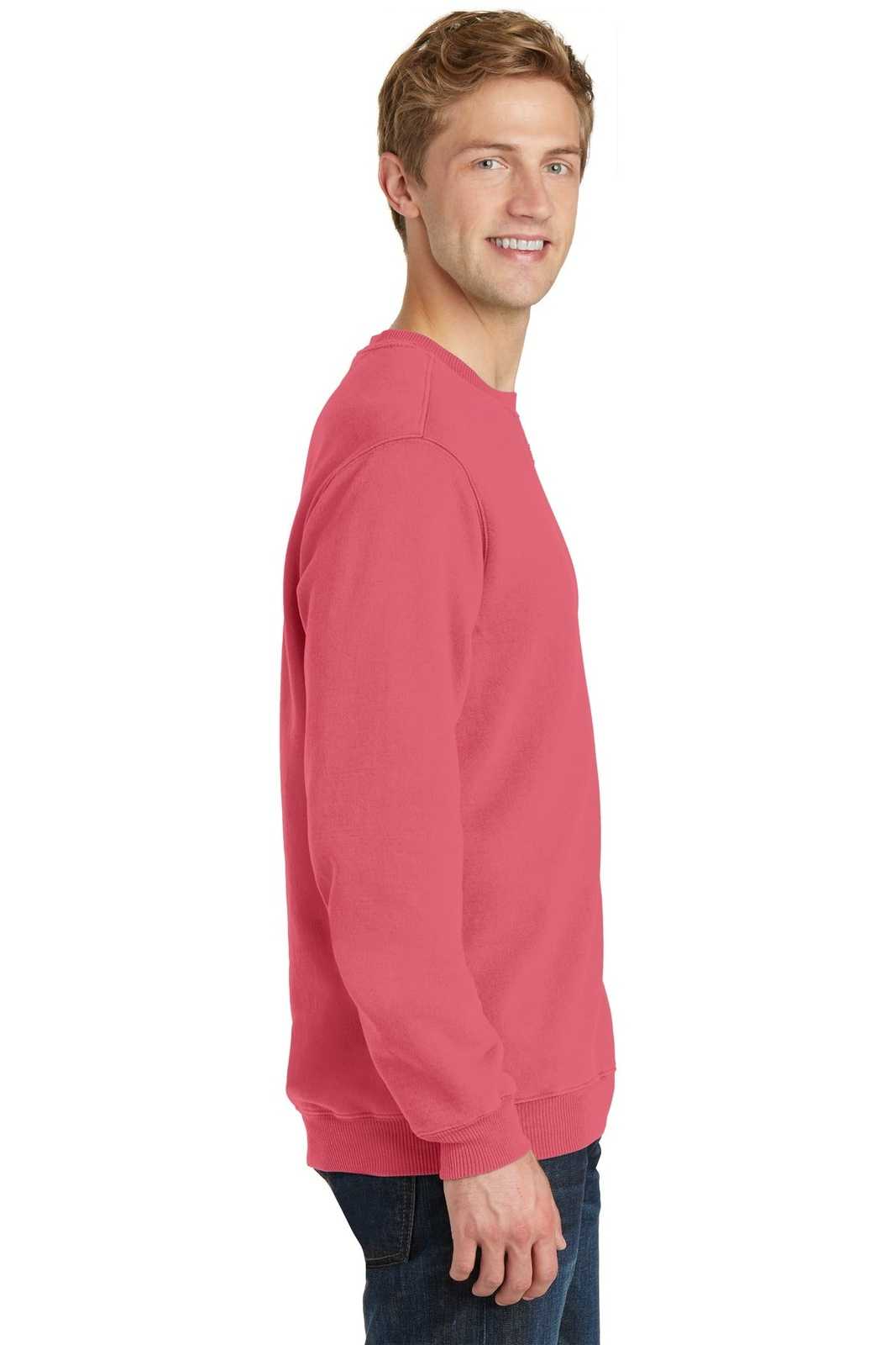 Port &amp; Company PC098 Beach Wash Garment-Dyed Sweatshirt - Fruit Punch - HIT a Double - 3
