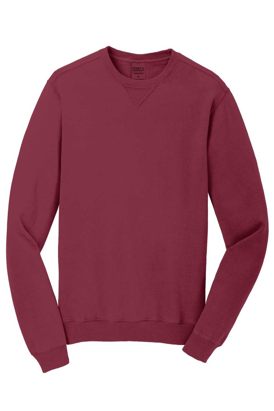 Port &amp; Company PC098 Beach Wash Garment-Dyed Sweatshirt - Merlot - HIT a Double - 5