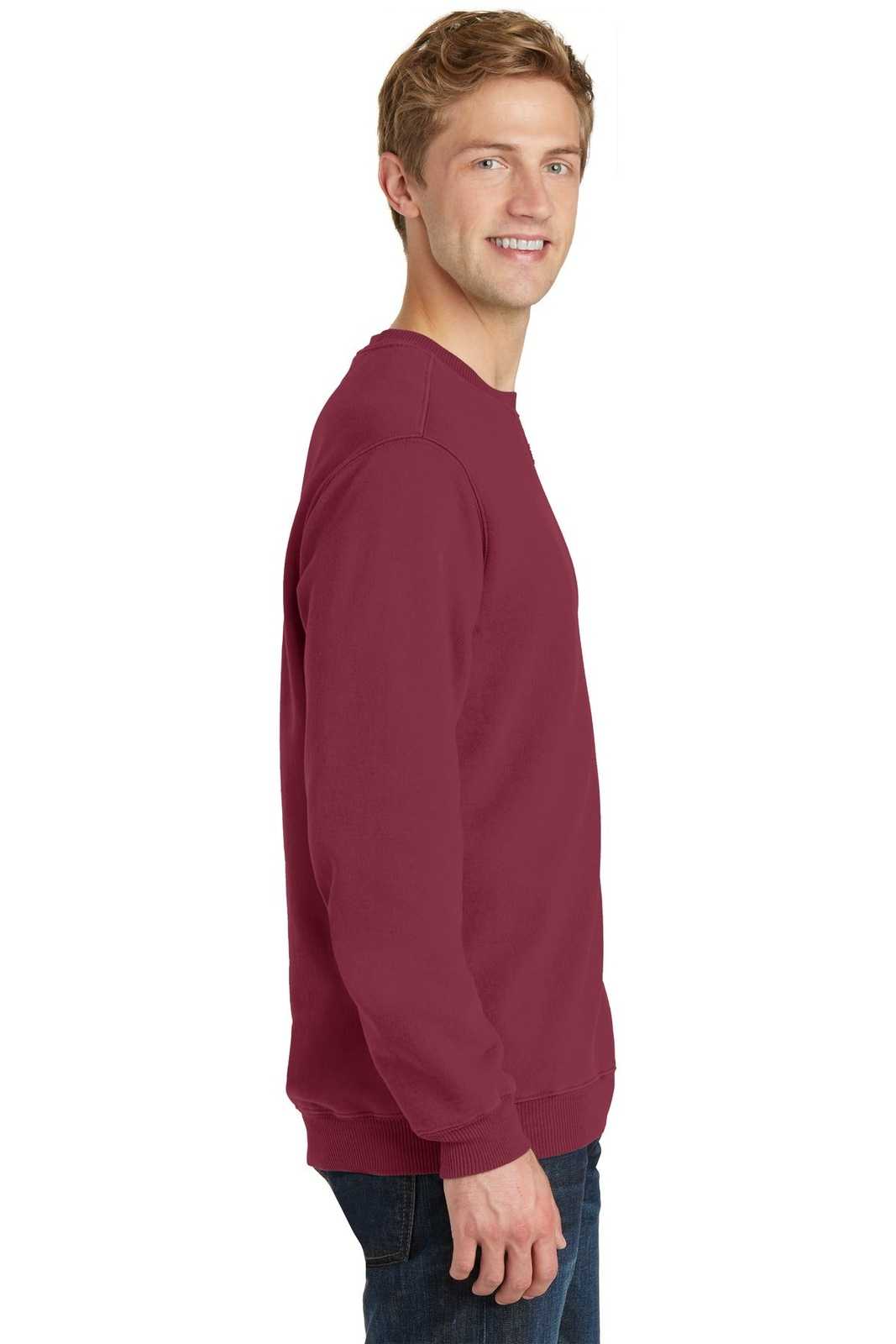 Port &amp; Company PC098 Beach Wash Garment-Dyed Sweatshirt - Merlot - HIT a Double - 3