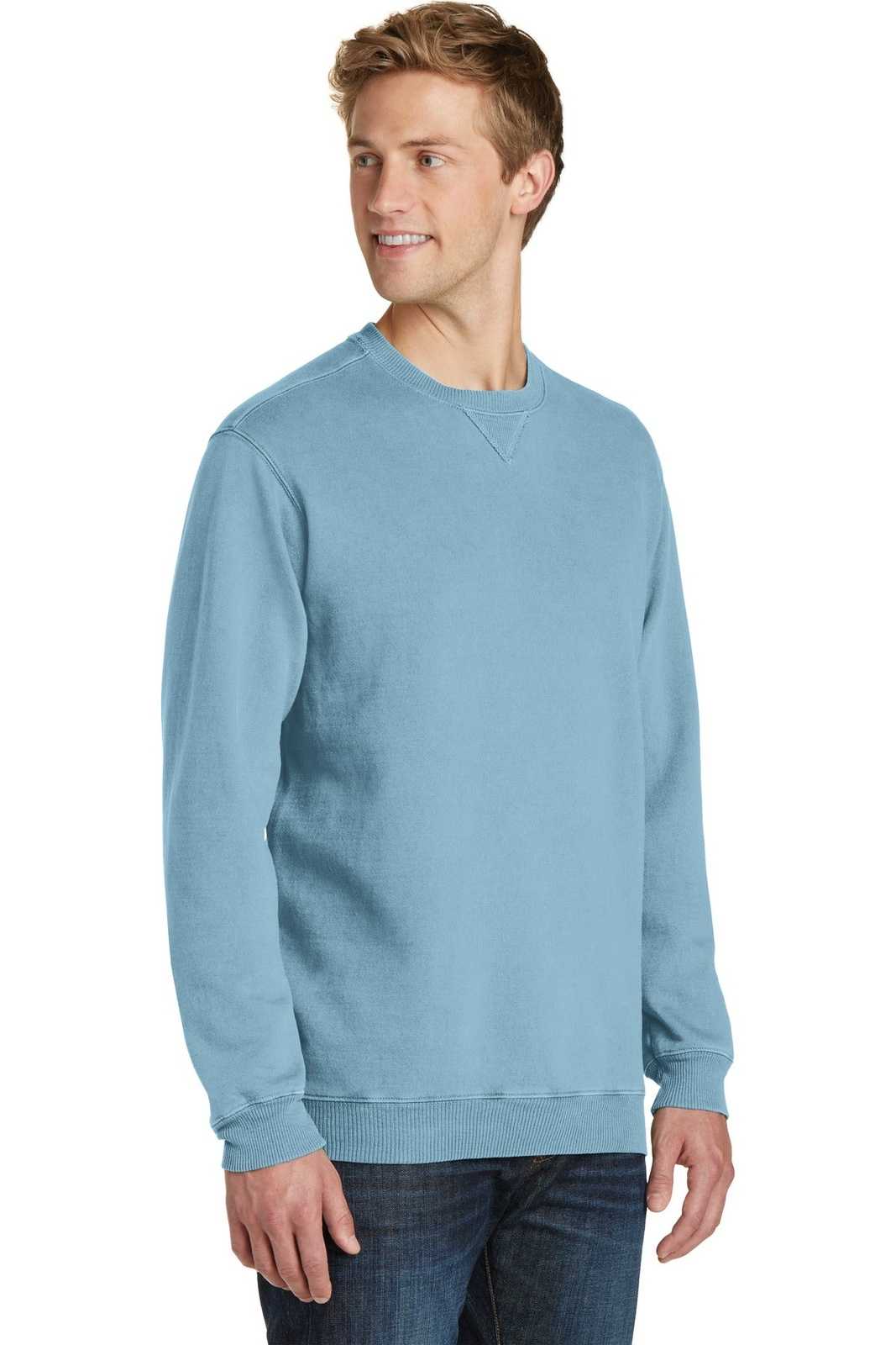 Port &amp; Company PC098 Beach Wash Garment-Dyed Sweatshirt - Mist - HIT a Double - 4