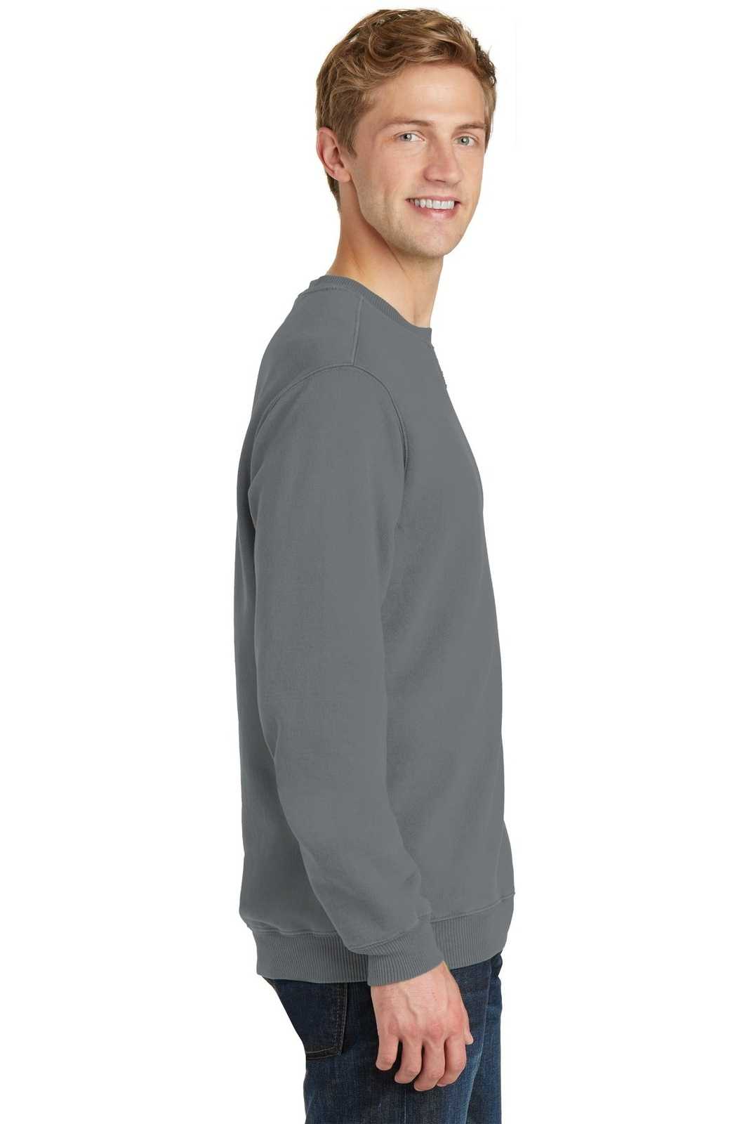 Port &amp; Company PC098 Beach Wash Garment-Dyed Sweatshirt - Pewter - HIT a Double - 3