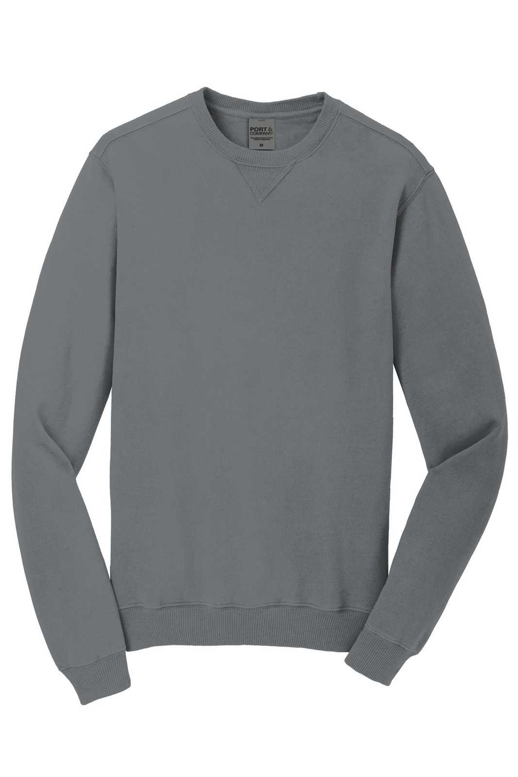Port &amp; Company PC098 Beach Wash Garment-Dyed Sweatshirt - Pewter - HIT a Double - 5