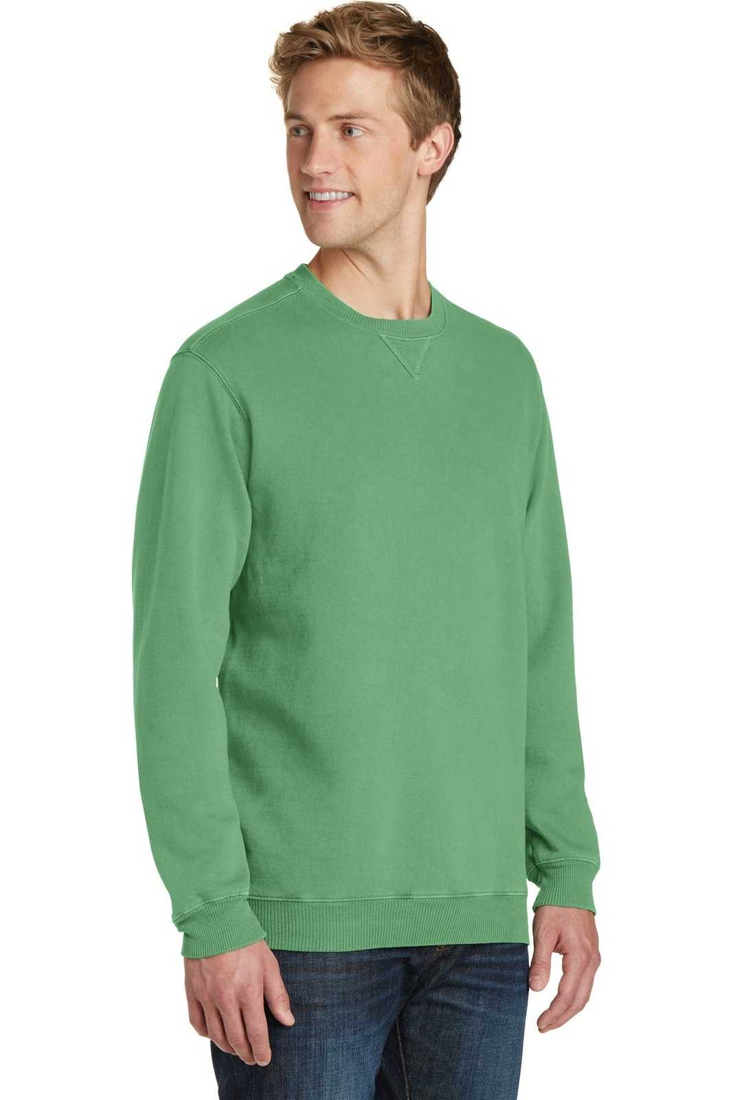 Port &amp; Company PC098 Beach Wash Garment-Dyed Sweatshirt - Safari - HIT a Double - 4