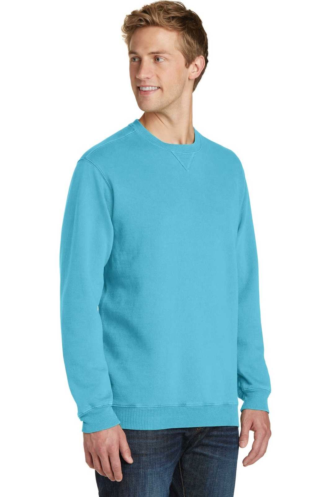 Port &amp; Company PC098 Beach Wash Garment-Dyed Sweatshirt - Tidal Wave - HIT a Double - 4
