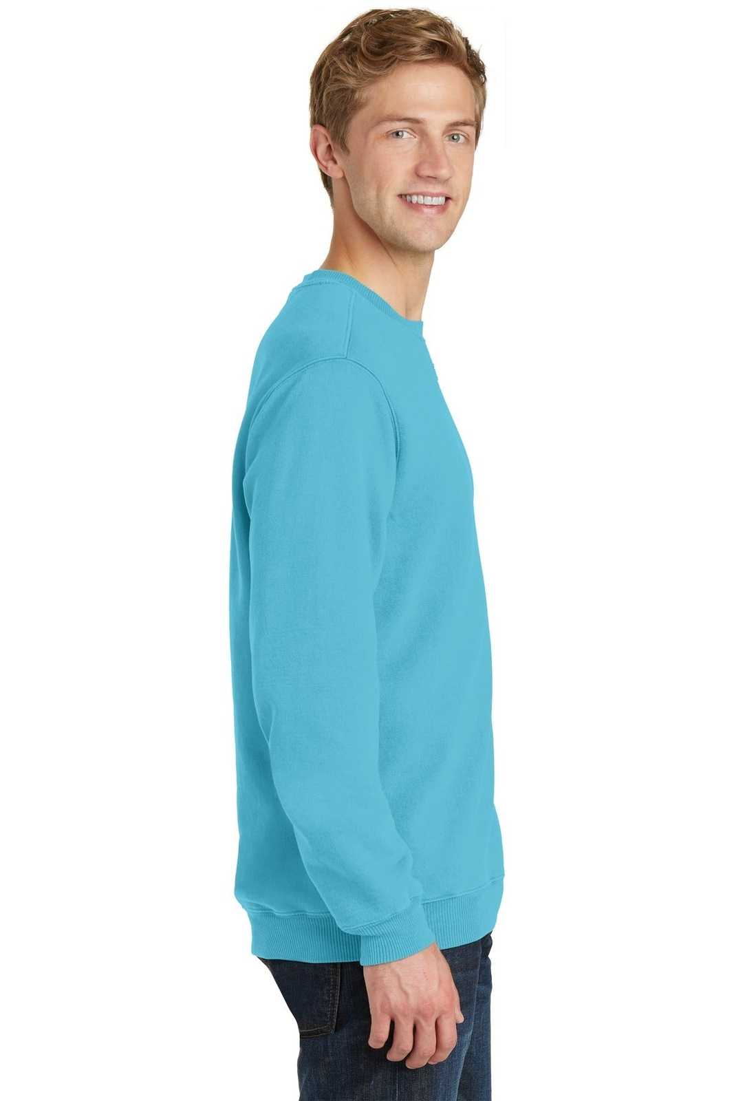 Port &amp; Company PC098 Beach Wash Garment-Dyed Sweatshirt - Tidal Wave - HIT a Double - 3