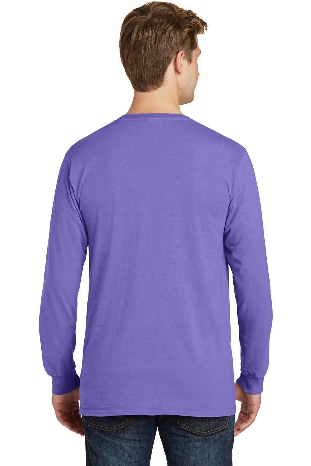 Port &amp; Company PC099LSP Beach Wash Garment-Dyed Long Sleeve Pocket Tee - Amethyst - HIT a Double - 2