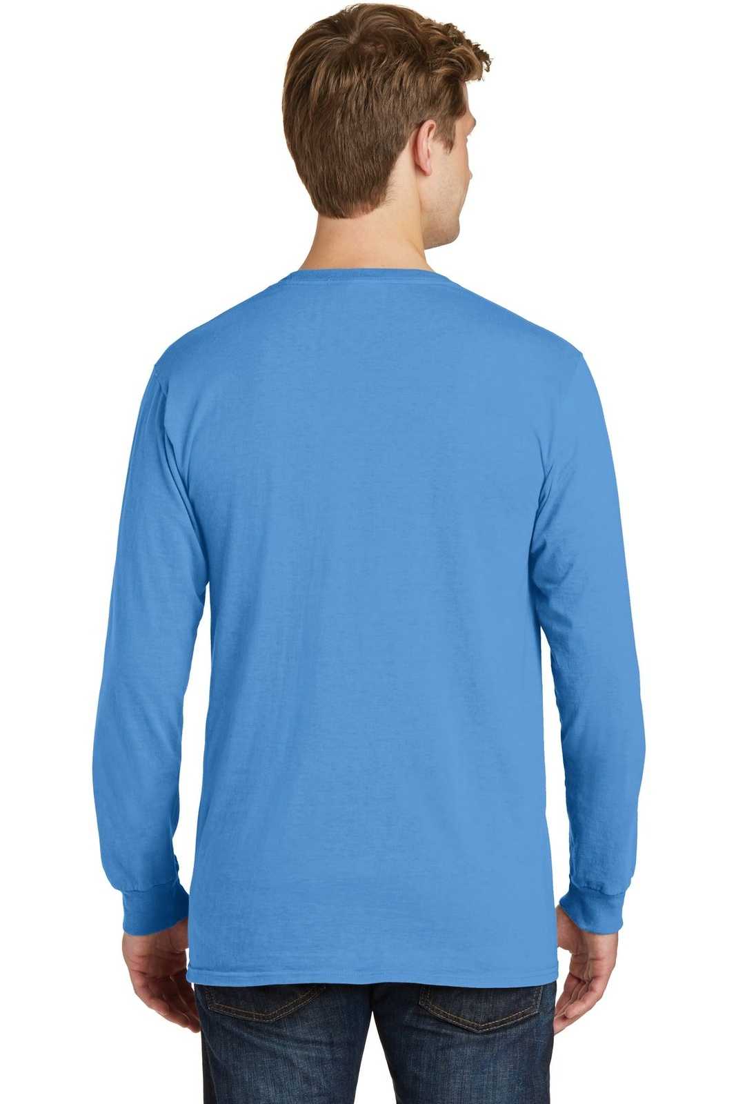 Port &amp; Company PC099LSP Beach Wash Garment-Dyed Long Sleeve Pocket Tee - Blue Moon - HIT a Double - 2