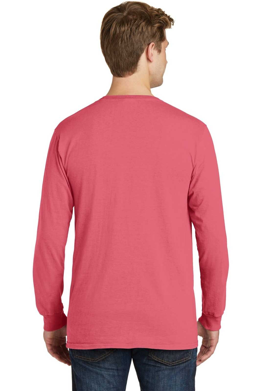 Port & Company PC099LSP Beach Wash Garment-Dyed Long Sleeve Pocket Tee - Fruit Punch - HIT a Double - 1