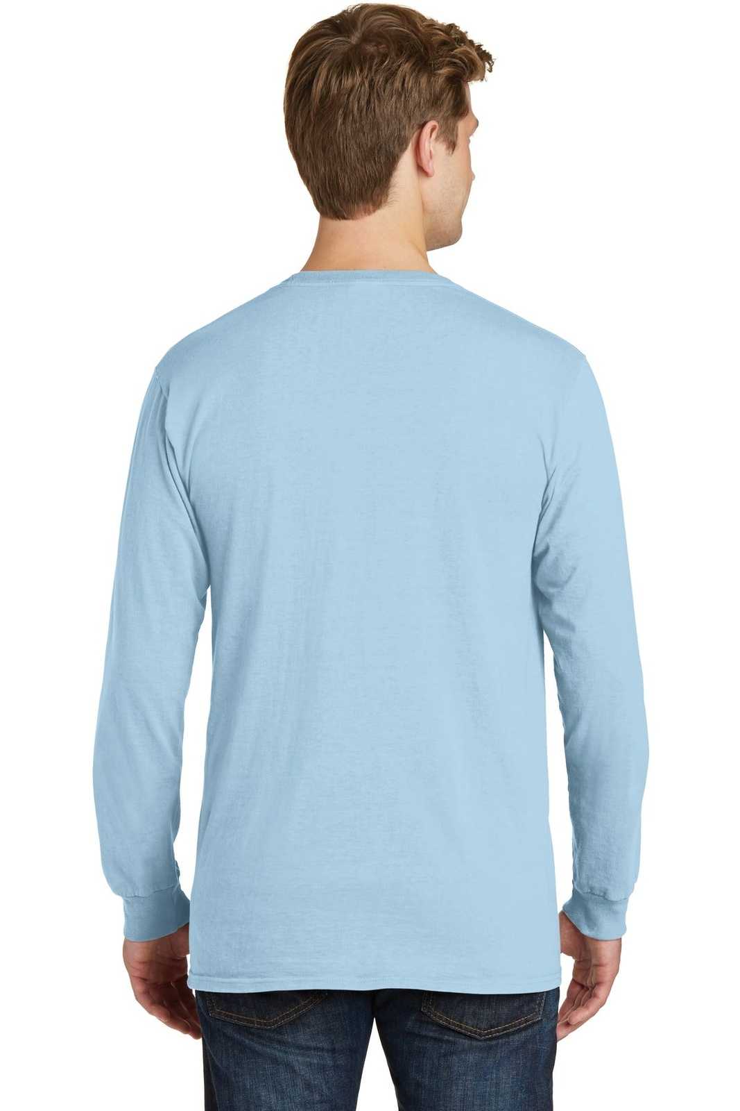 Port &amp; Company PC099LSP Beach Wash Garment-Dyed Long Sleeve Pocket Tee - Glacier - HIT a Double - 2