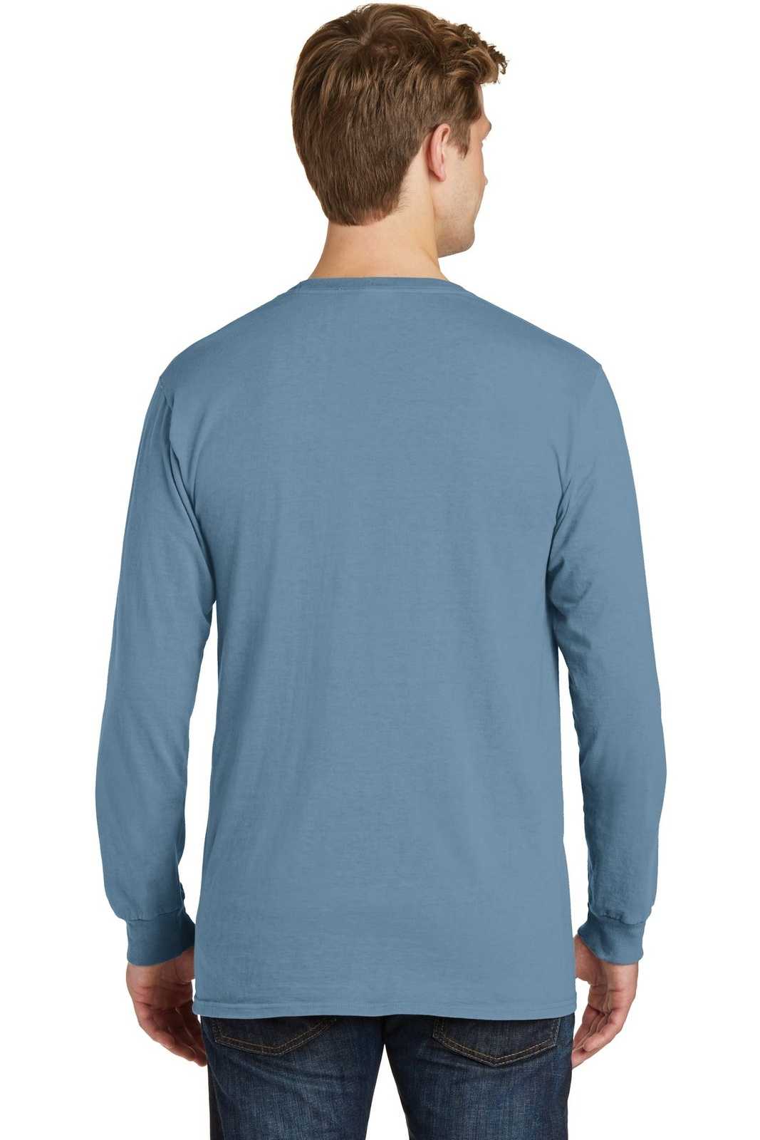 Port &amp; Company PC099LSP Beach Wash Garment-Dyed Long Sleeve Pocket Tee - Mist - HIT a Double - 2