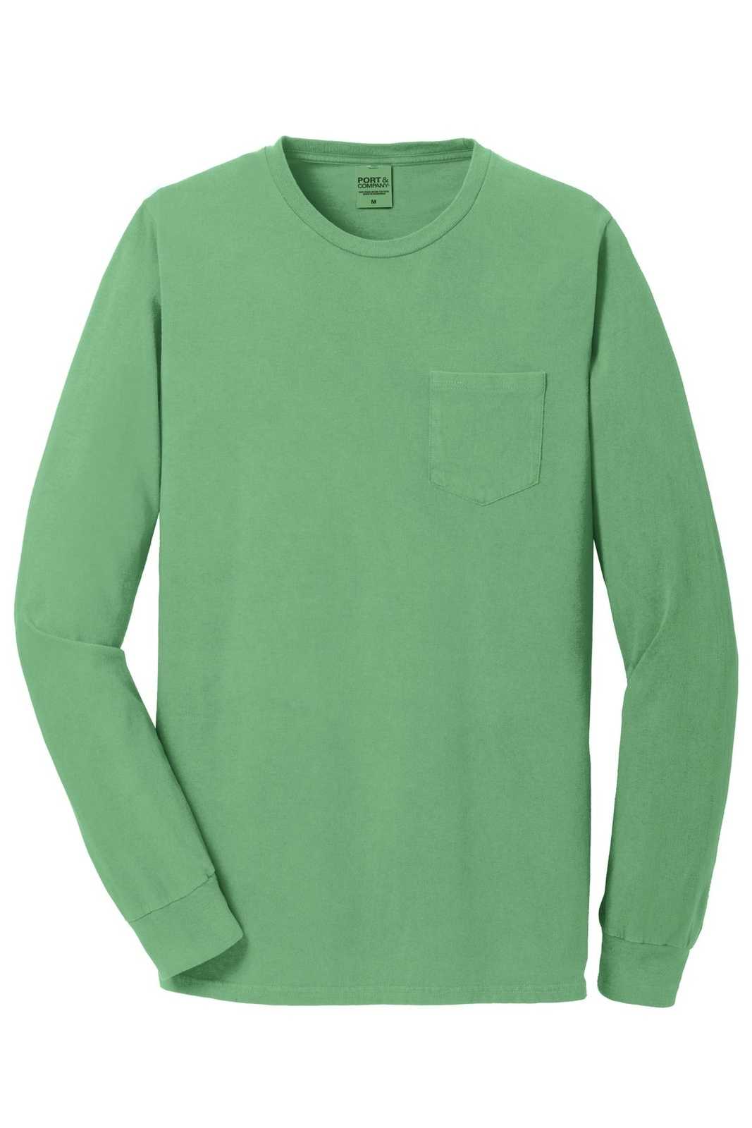 Port &amp; Company PC099LSP Beach Wash Garment-Dyed Long Sleeve Pocket Tee - Safari - HIT a Double - 5