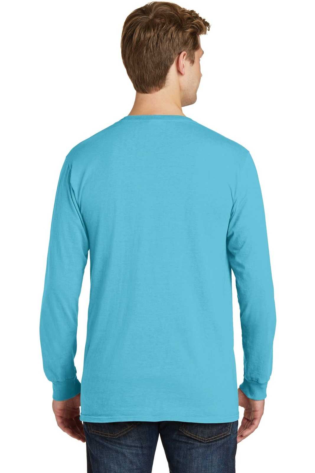 Port &amp; Company PC099LSP Beach Wash Garment-Dyed Long Sleeve Pocket Tee - Tidal Wave - HIT a Double - 2