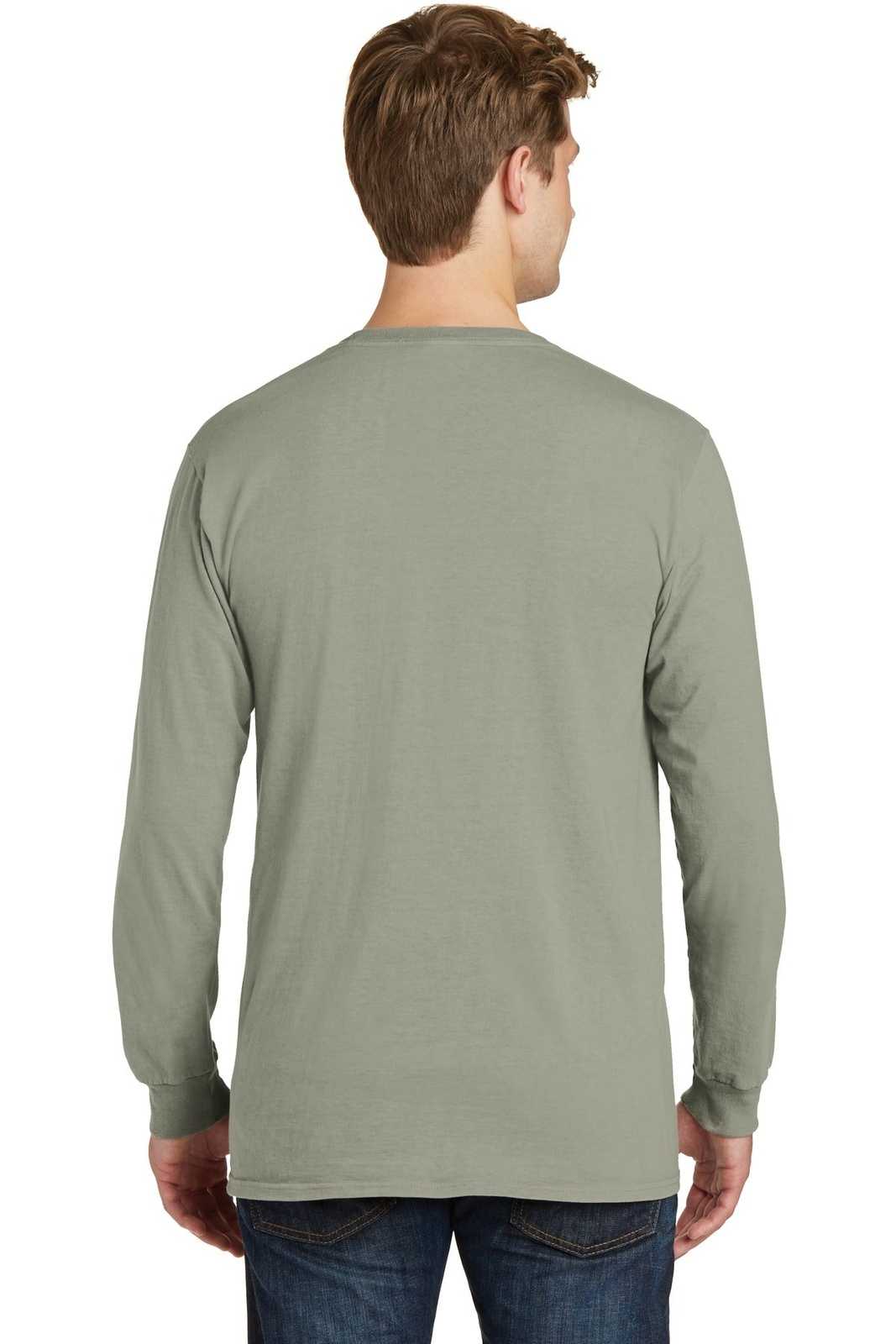Port &amp; Company PC099LSP Beach Wash Garment-Dyed Long Sleeve Pocket Tee - Walnut - HIT a Double - 2