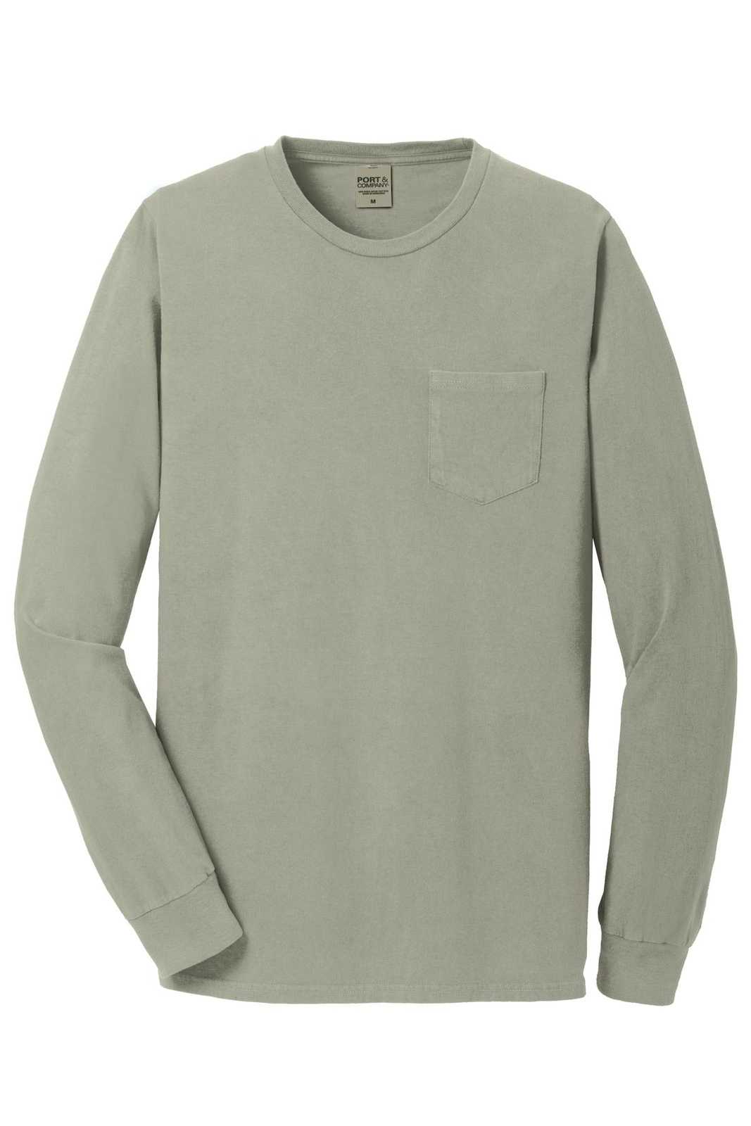 Port &amp; Company PC099LSP Beach Wash Garment-Dyed Long Sleeve Pocket Tee - Walnut - HIT a Double - 5