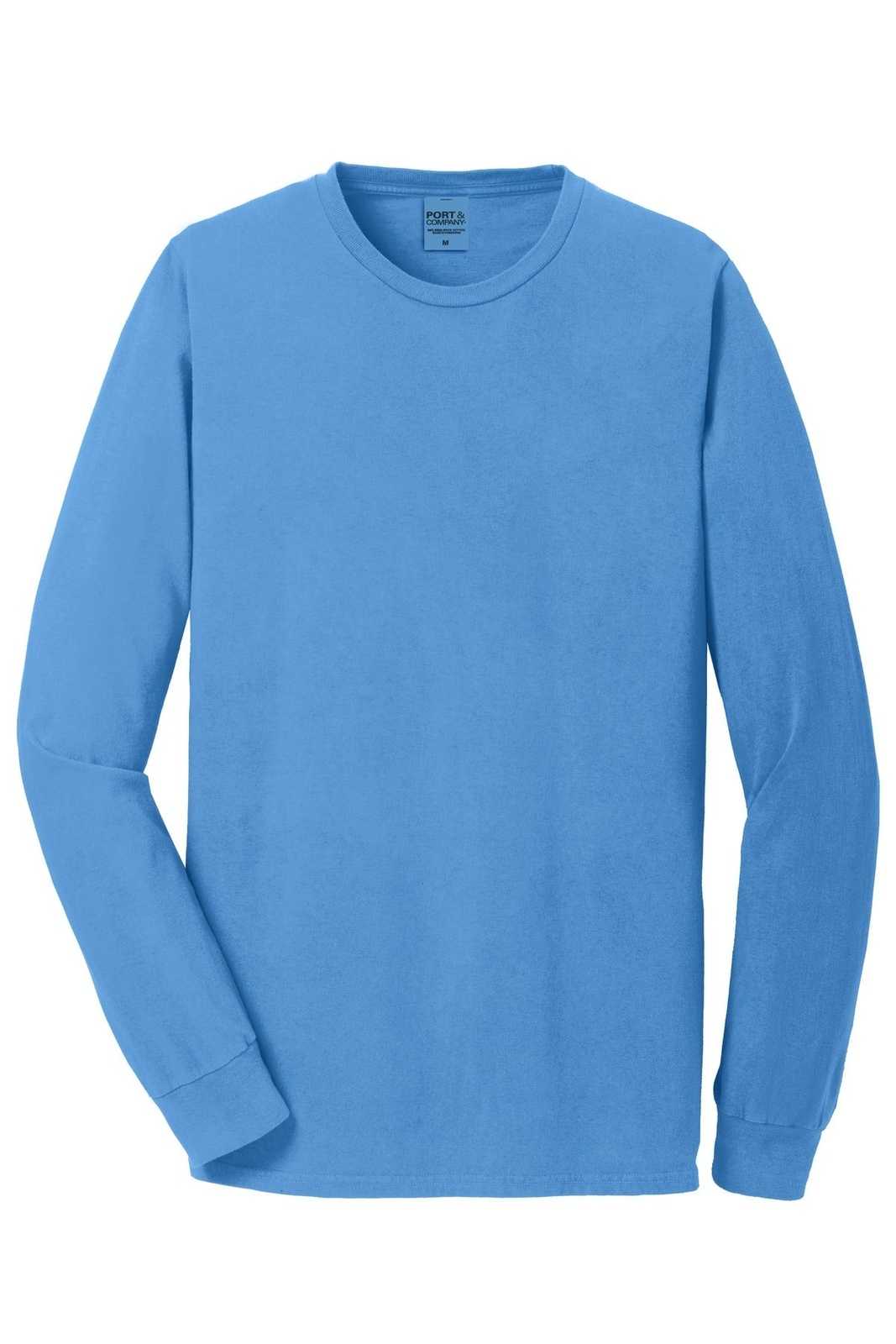 Port &amp; Company PC099LS Beach Wash Garment-Dyed Long Sleeve Tee - Blue Moon - HIT a Double - 5