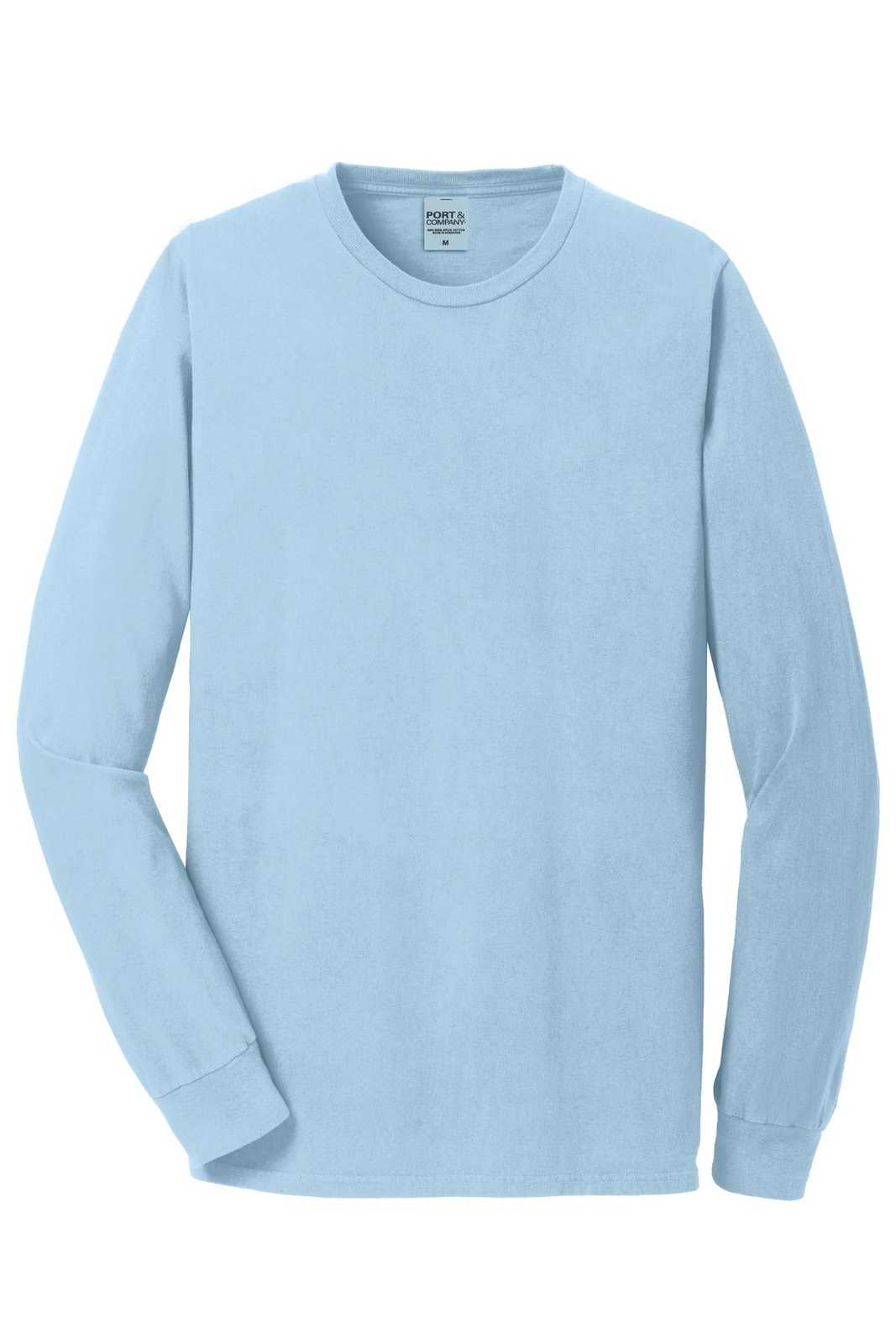 Port &amp; Company PC099LS Beach Wash Garment-Dyed Long Sleeve Tee - Glacier - HIT a Double - 5