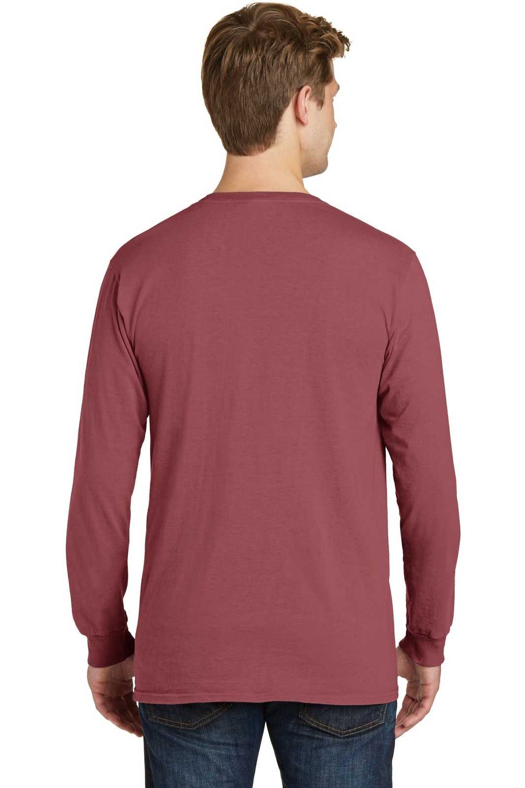 Port &amp; Company PC099LS Beach Wash Garment-Dyed Long Sleeve Tee - Red Rock - HIT a Double - 2
