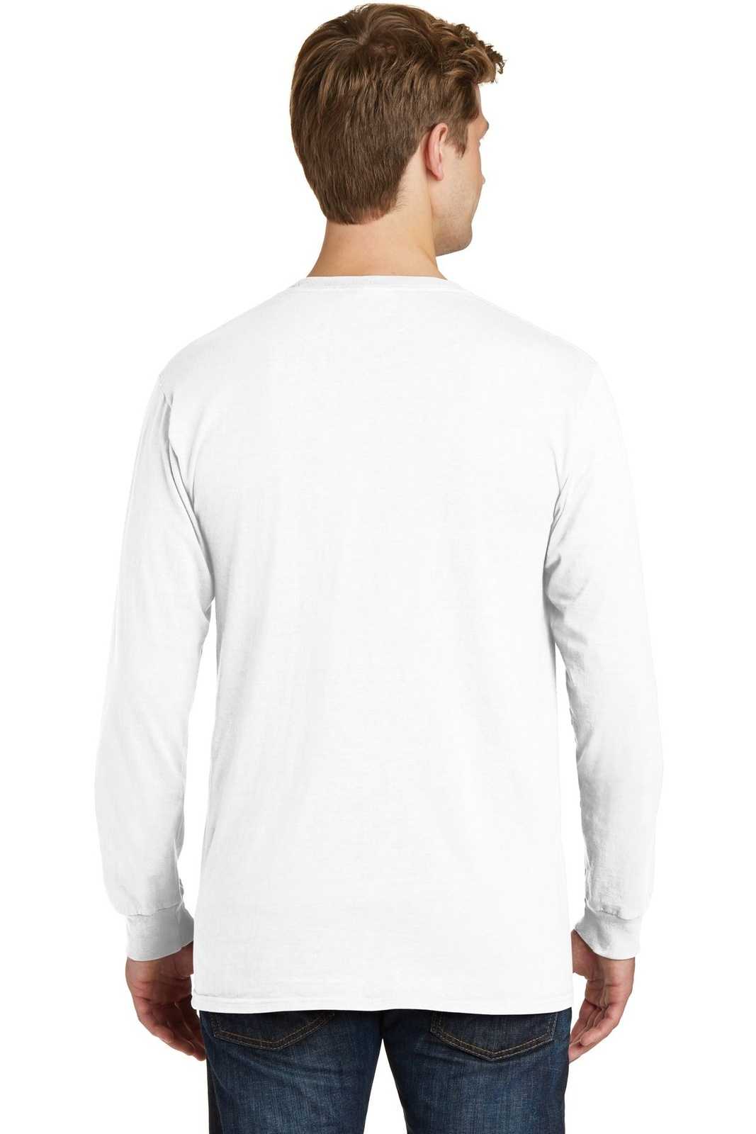 Port &amp; Company PC099LS Beach Wash Garment-Dyed Long Sleeve Tee - White - HIT a Double - 2