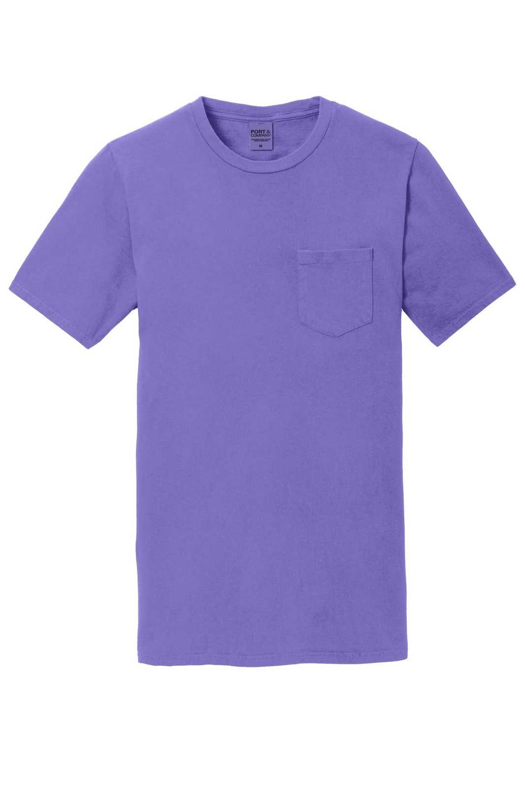 Port &amp; Company PC099P Beach Wash Garment-Dyed Pocket Tee - Amethyst - HIT a Double - 5