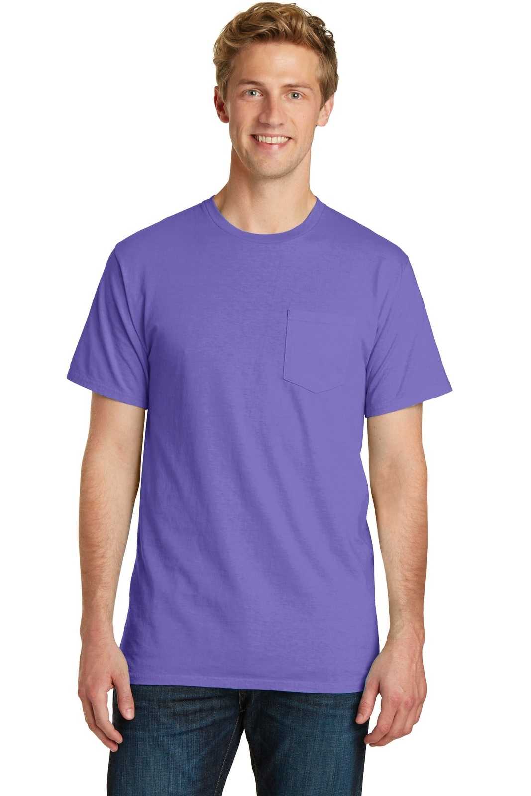 Port &amp; Company PC099P Beach Wash Garment-Dyed Pocket Tee - Amethyst - HIT a Double - 1