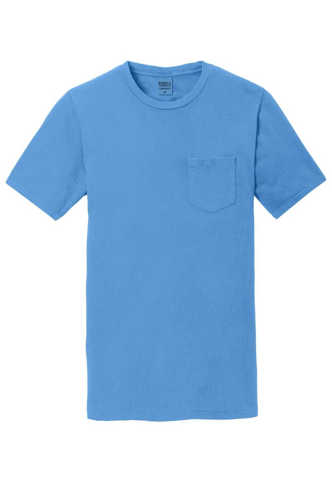 Port &amp; Company PC099P Beach Wash Garment-Dyed Pocket Tee - Blue Moon - HIT a Double - 5