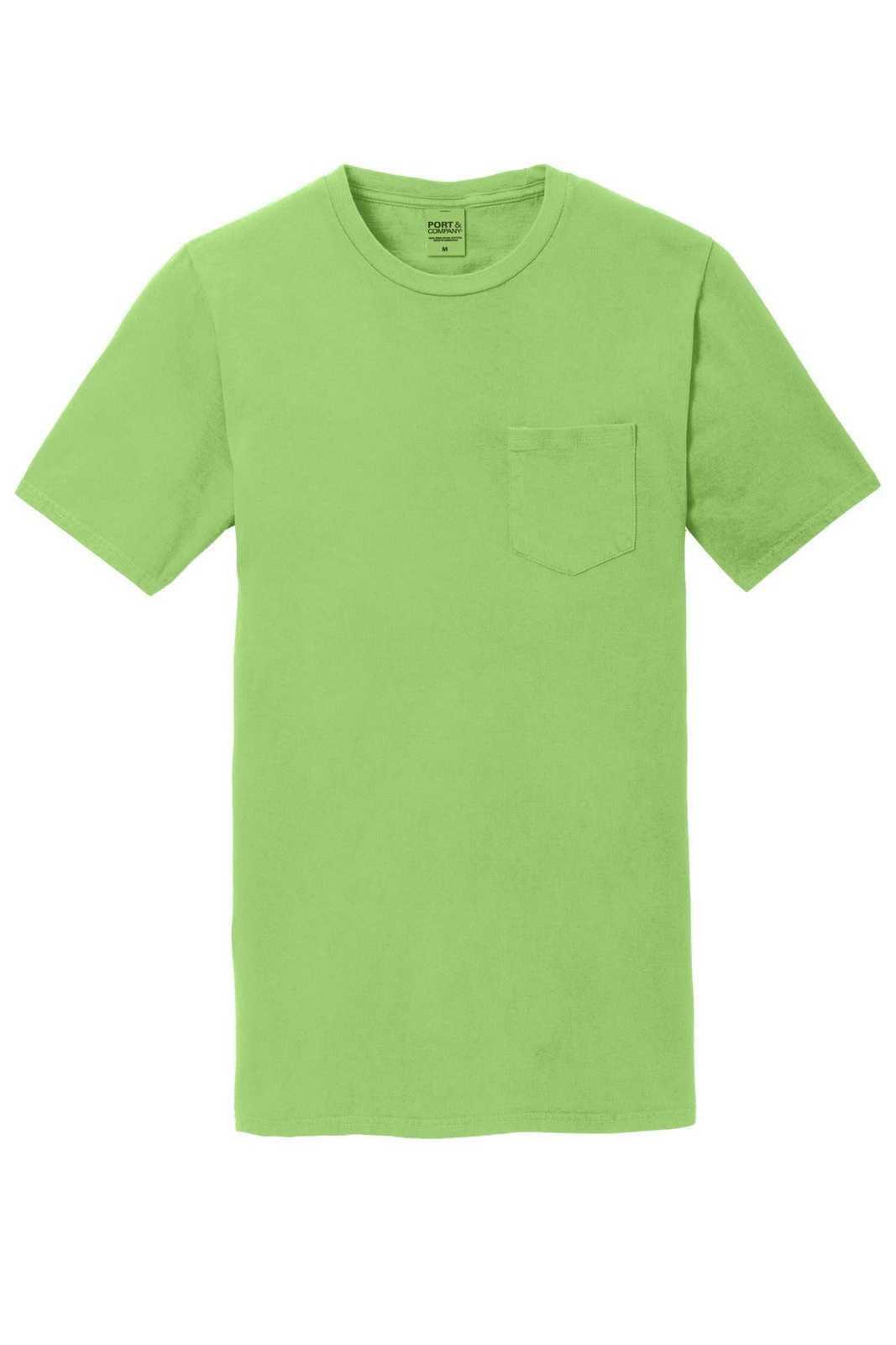 Port &amp; Company PC099P Beach Wash Garment-Dyed Pocket Tee - Limeade - HIT a Double - 5