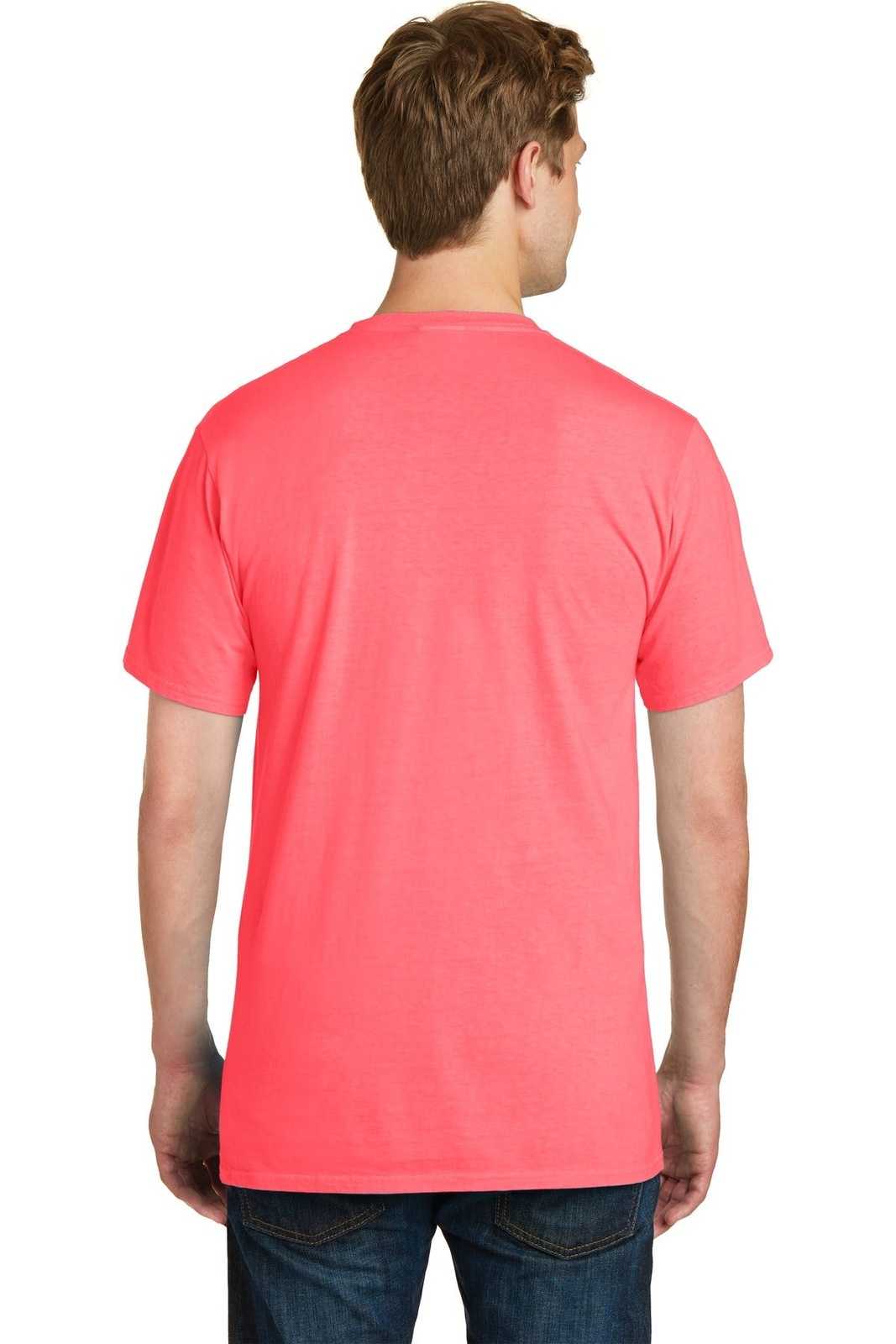 Port &amp; Company PC099P Beach Wash Garment-Dyed Pocket Tee - Neon Coral - HIT a Double - 2